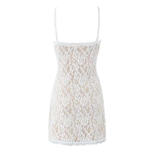 White Bloom Sheer Lace Chemise