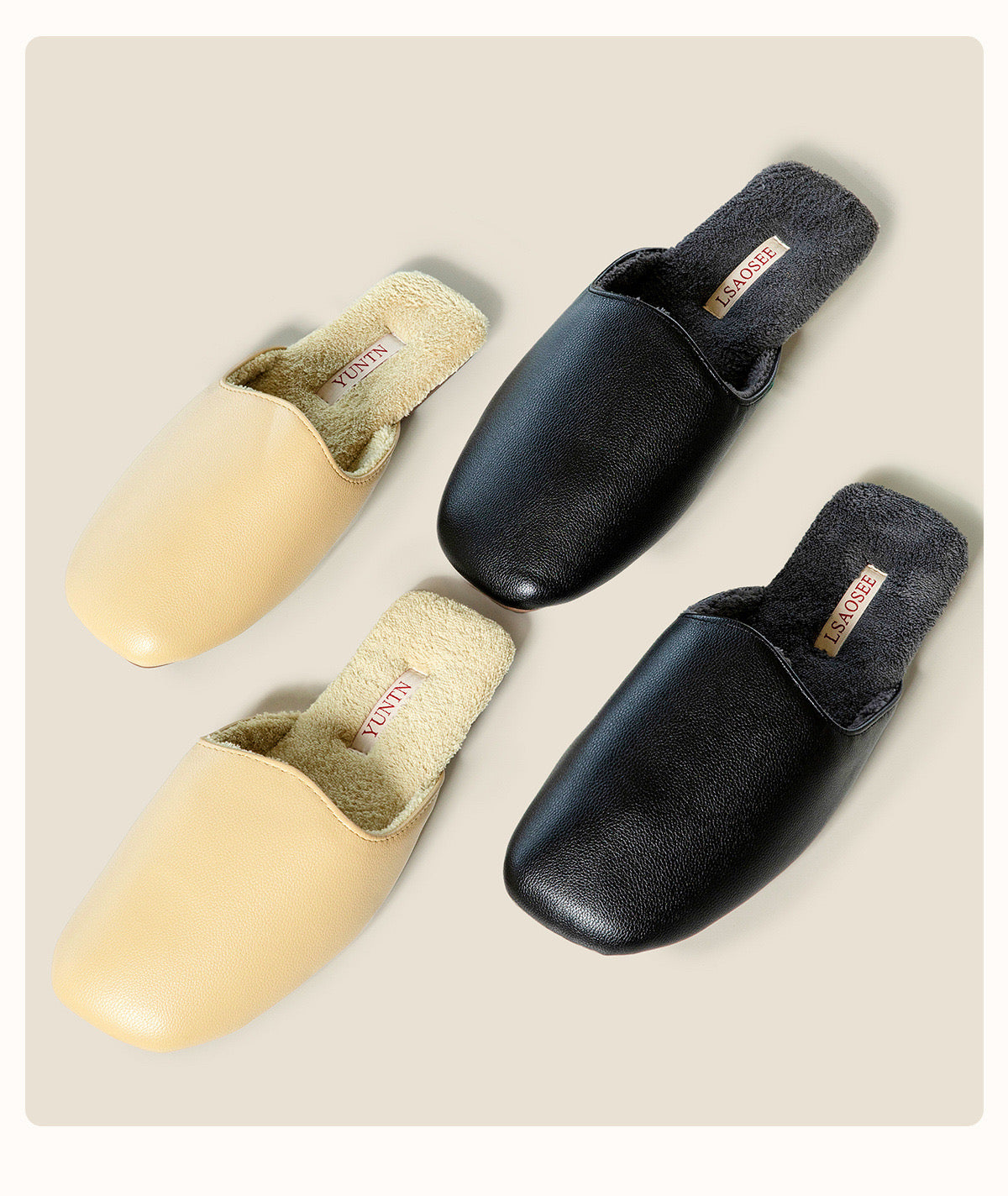Minimalist Faux Leather Indoor Slippers