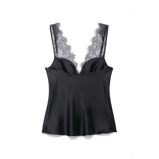 Noir Lace-Back Satin Camisole
