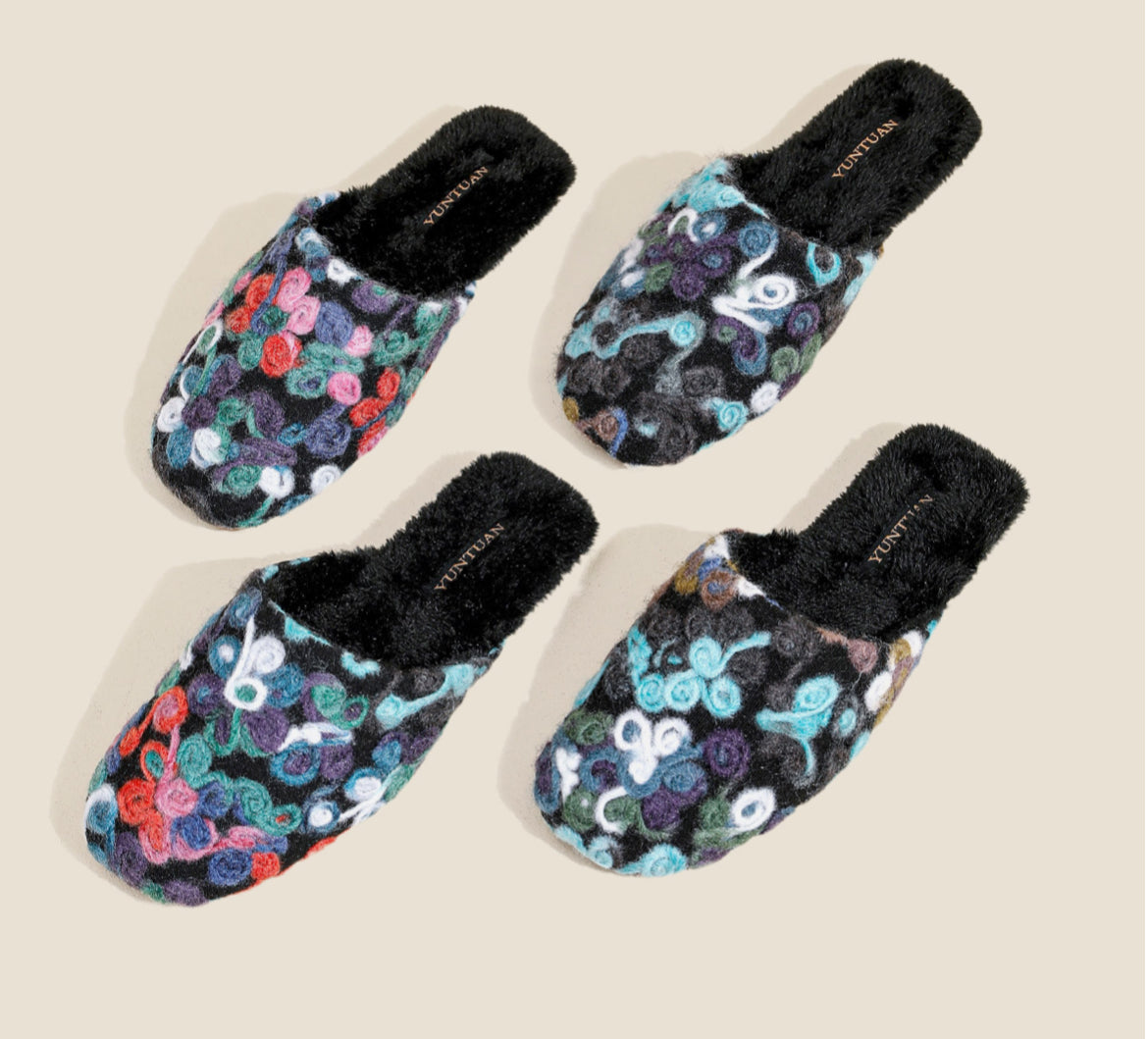 Multicolor Wool-Blend Slippers