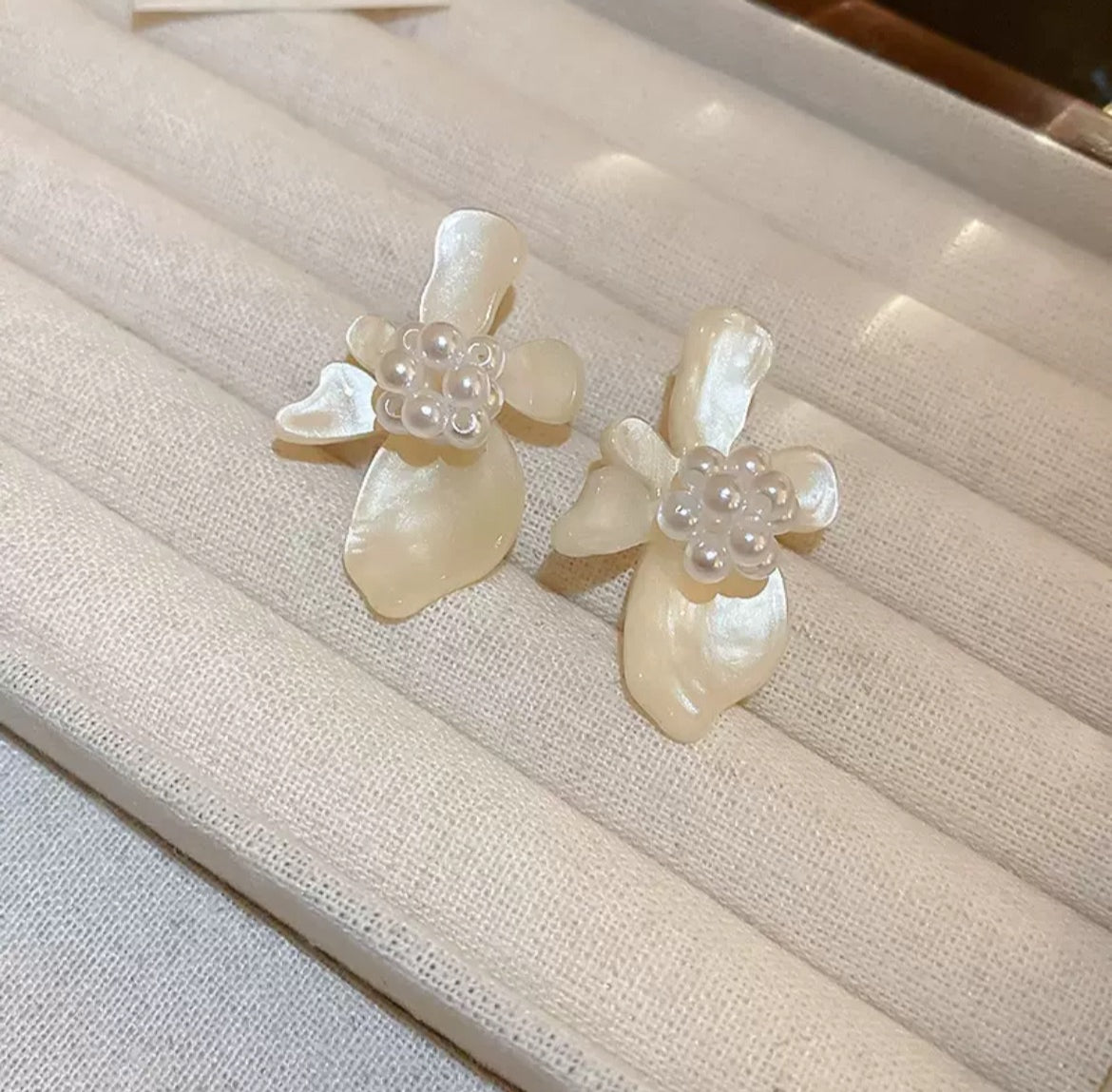 Floral Pearl Cluster Earrings