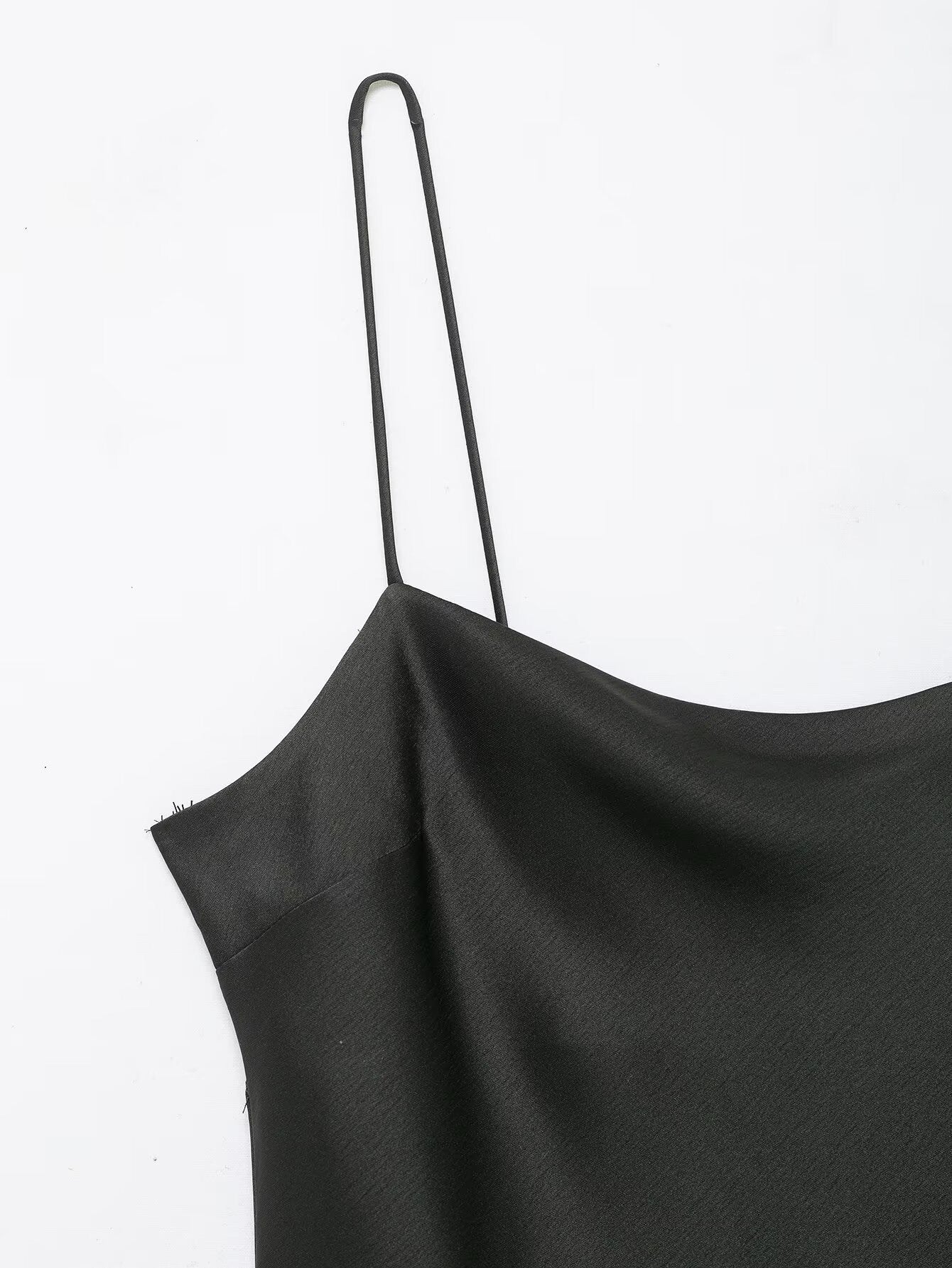 Midnight Draped Lace Hem Slip Dress