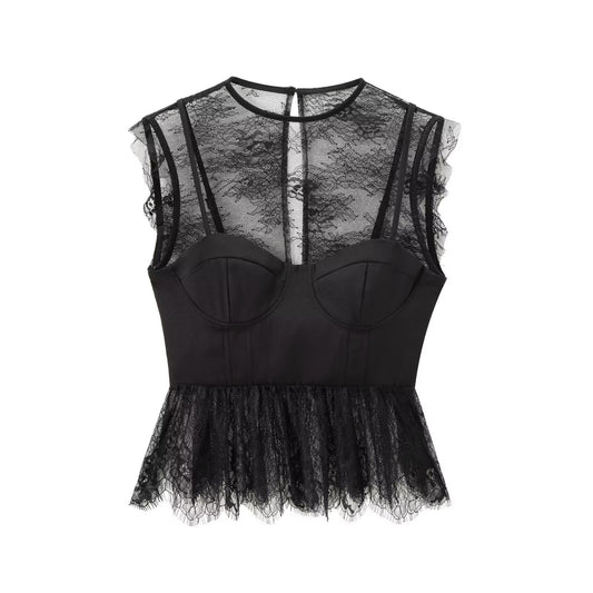 Noir Lace Bustier Peplum