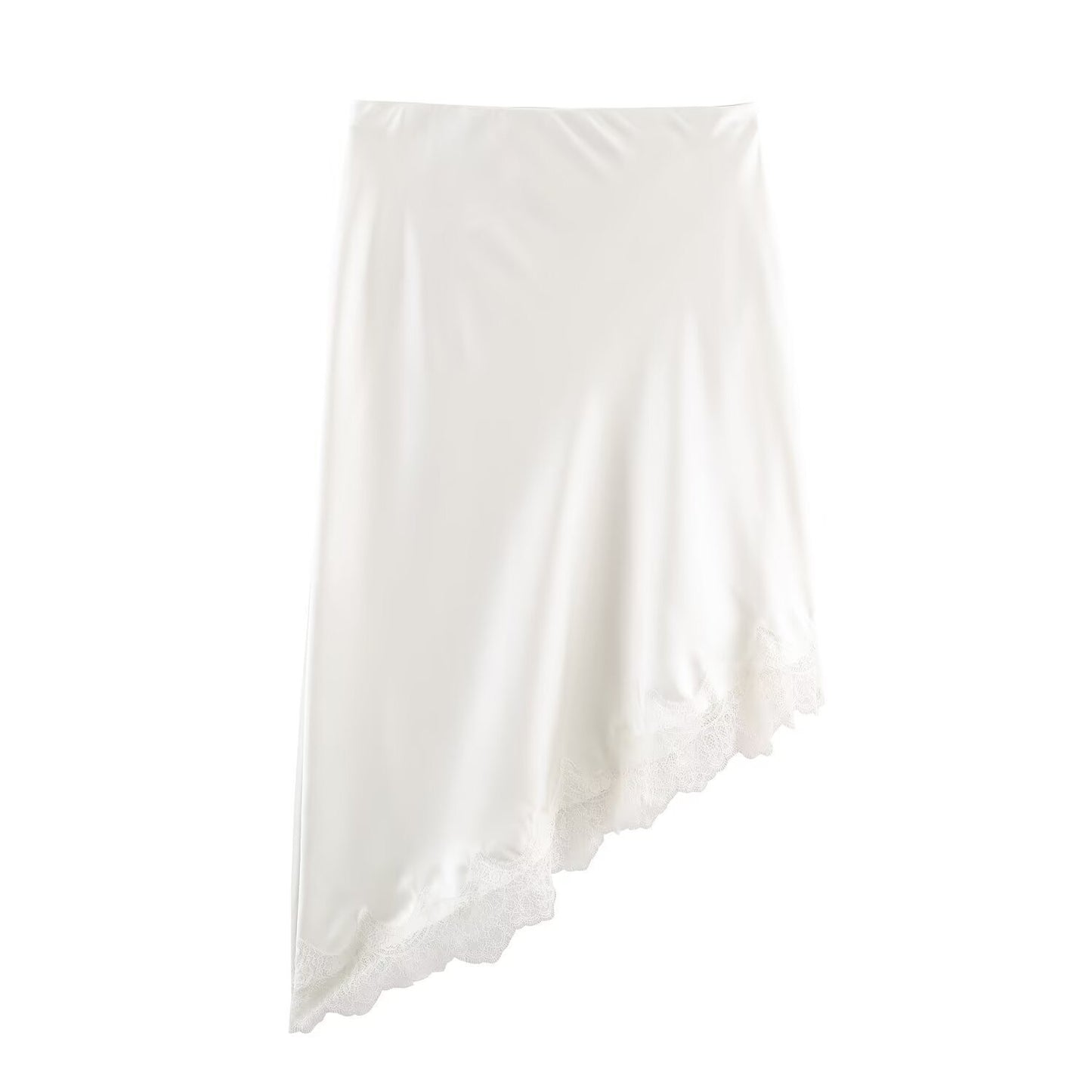 Silky Satin Asymmetrical Lace Skirt Slip