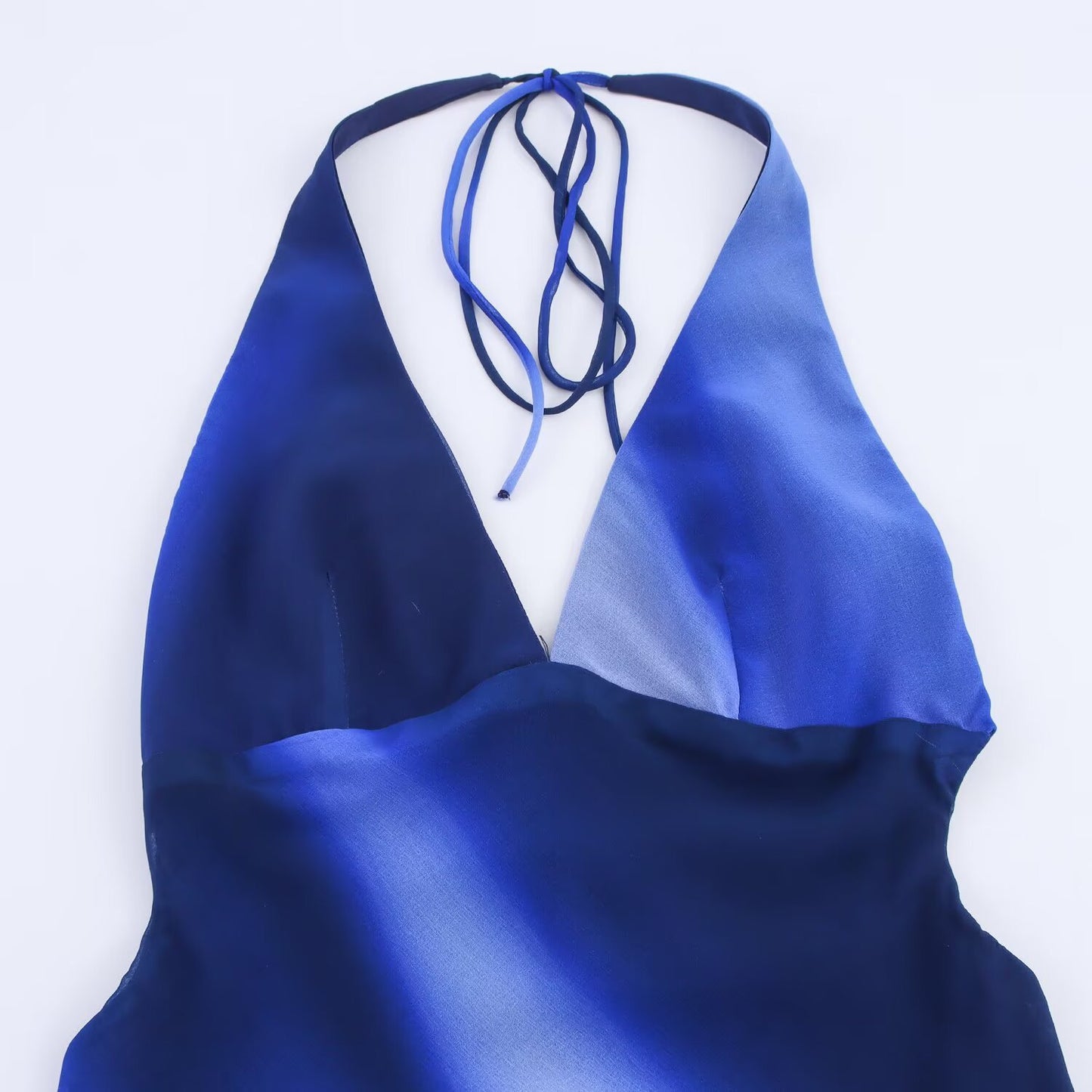 Midnight Waves Satin Halter Dress