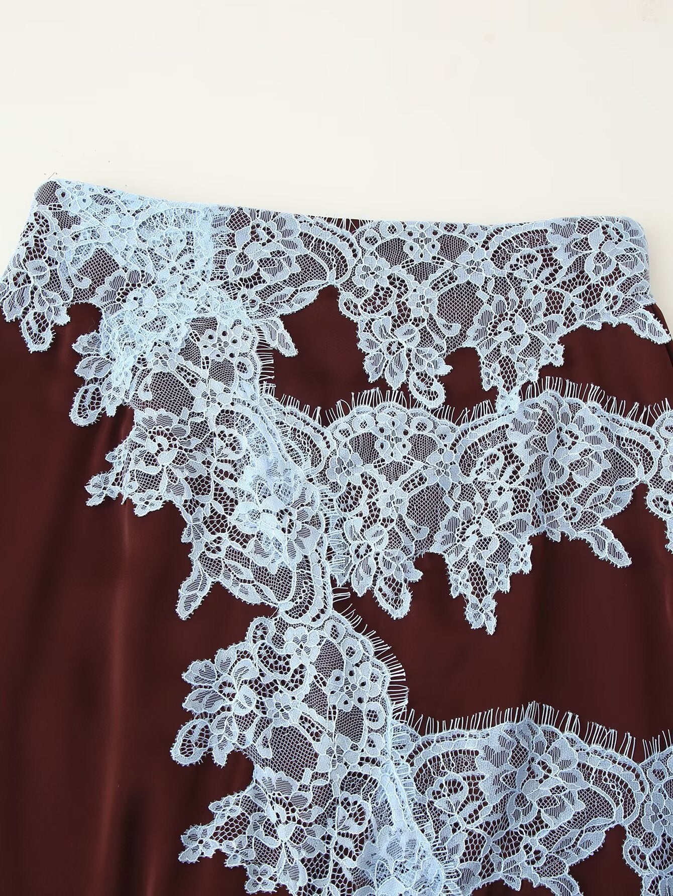 Mocha Frost Lace-Accented Two-Piece Set