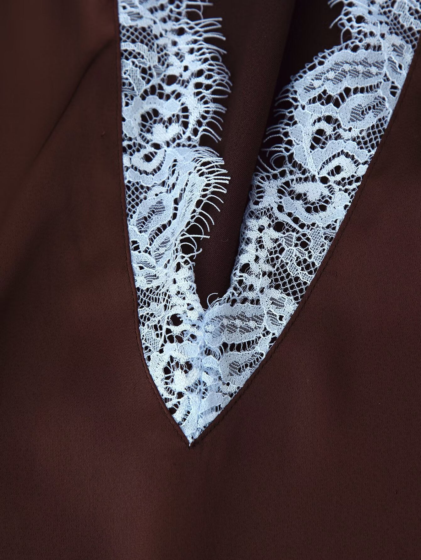 Mocha Frost Lace-Accented Two-Piece Set