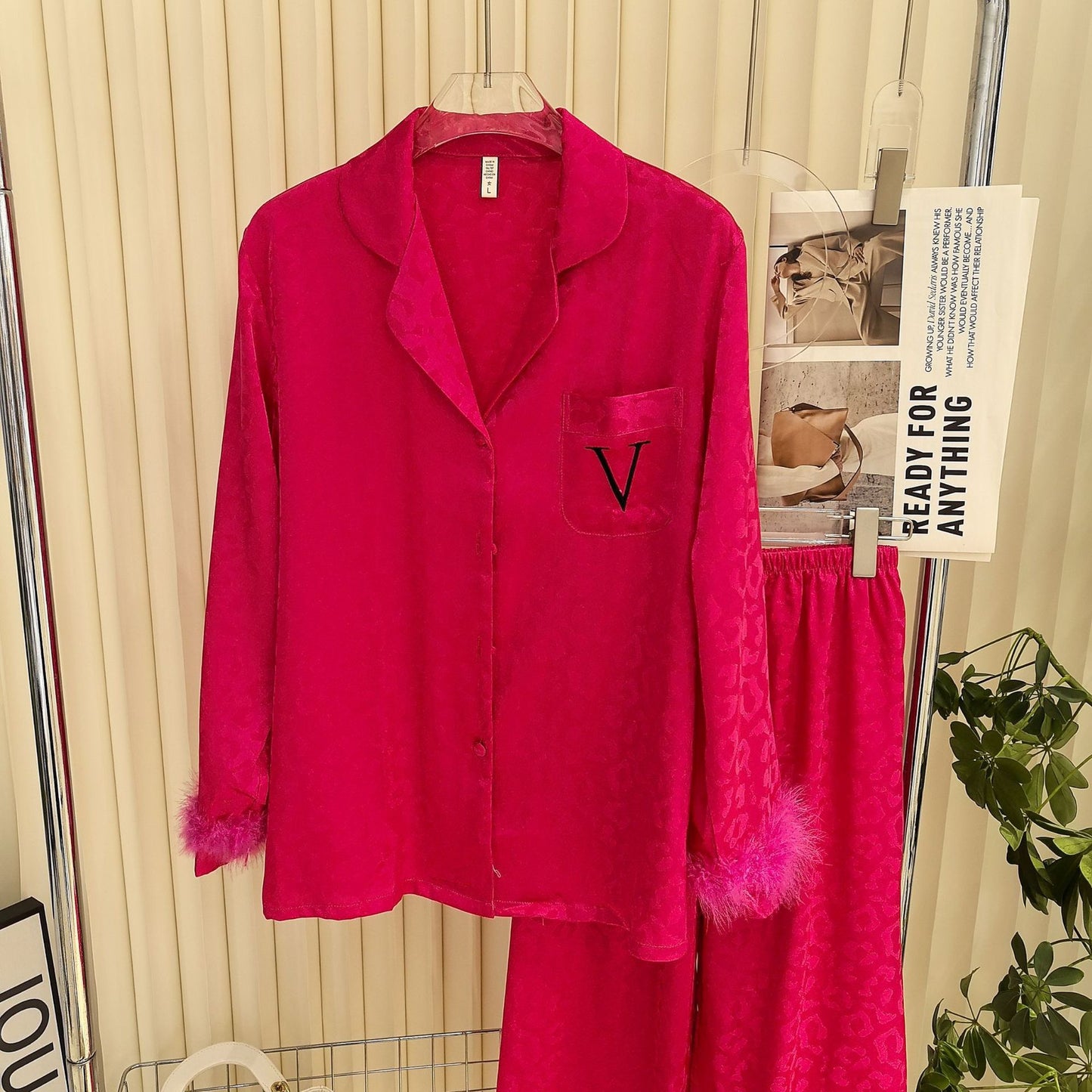 Luxe Feather-Trim Pajama Set