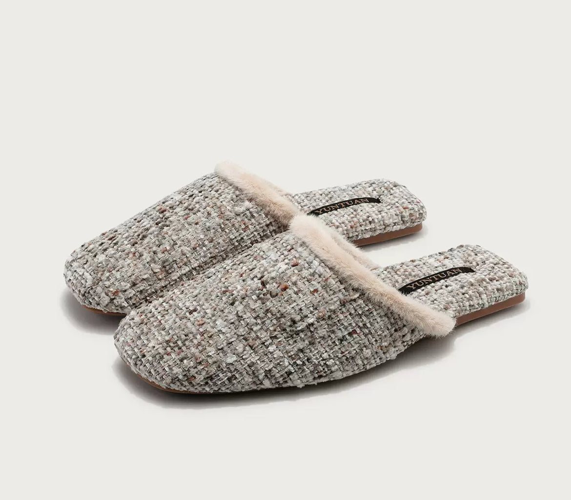 The Tweed Blossom Cozy Mules