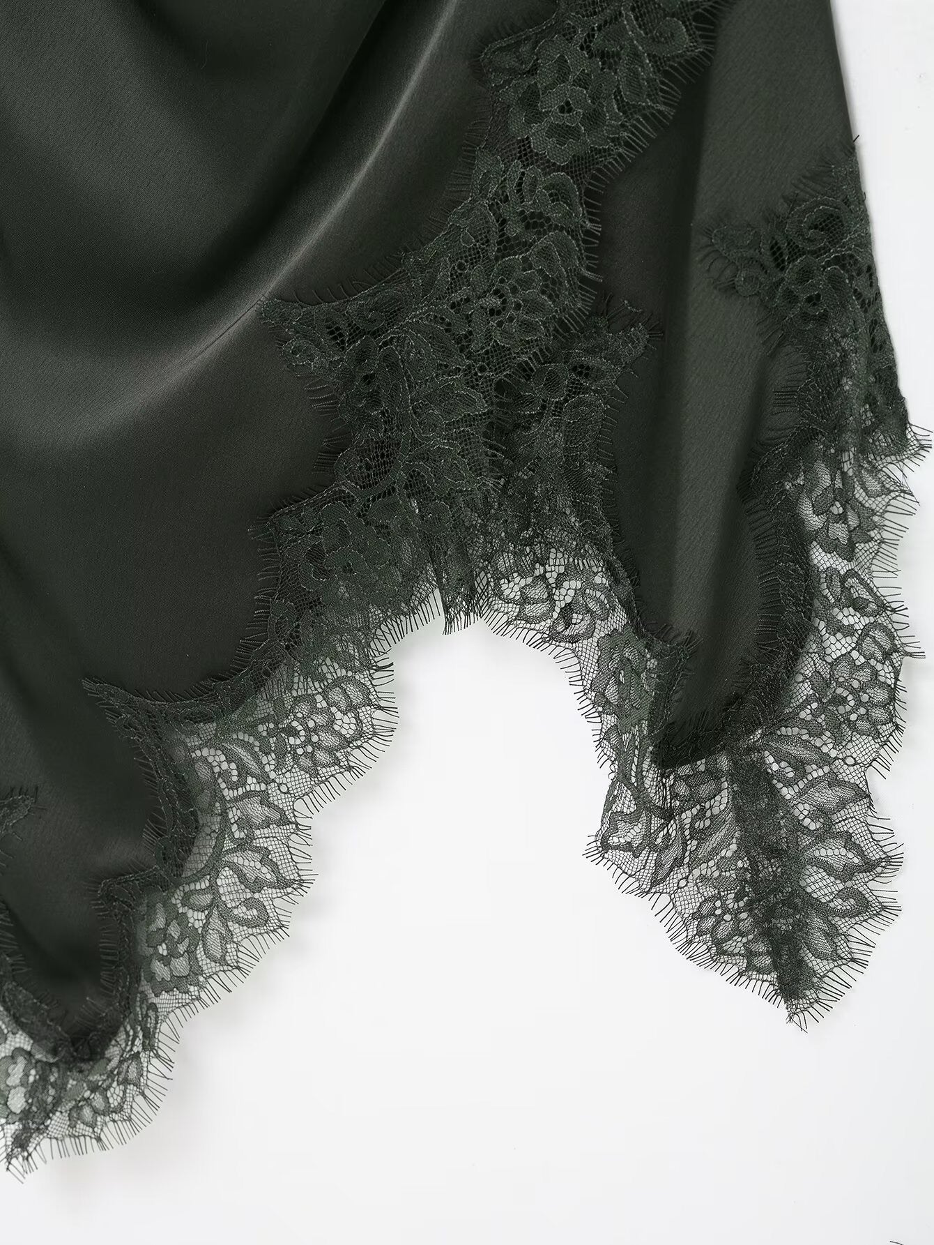 Midnight Draped Lace Hem Slip Dress