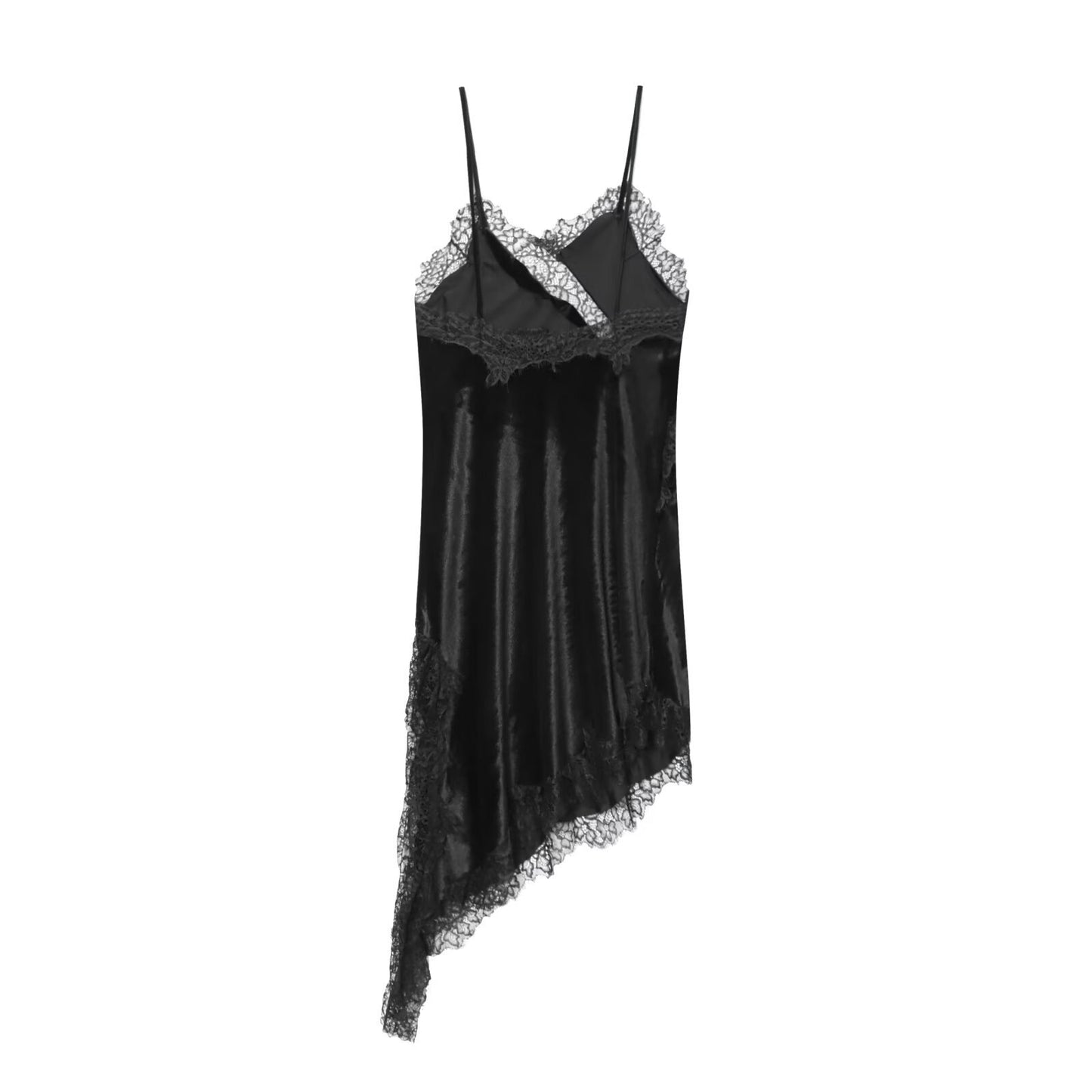 Midnight Velvet Asymmetrical Lace Slip
