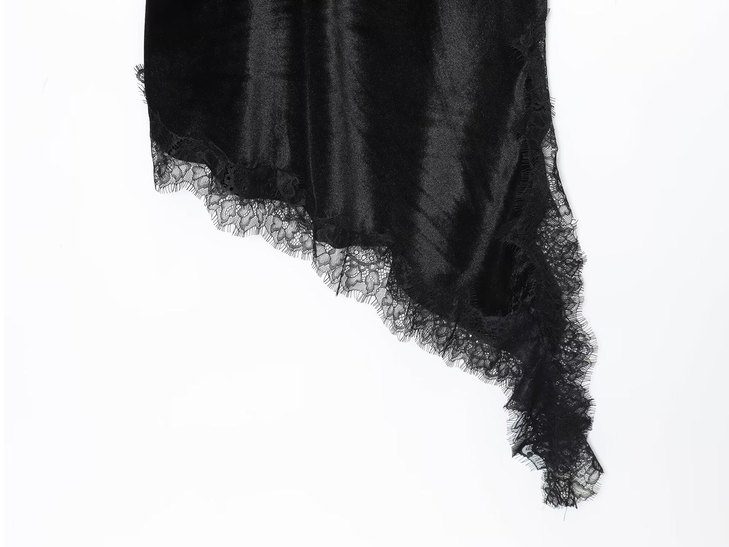 Midnight Velvet Asymmetrical Lace Slip