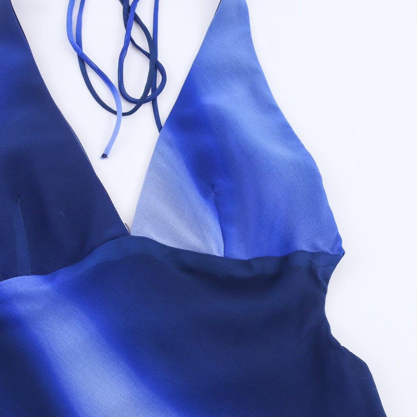 Midnight Waves Satin Halter Dress