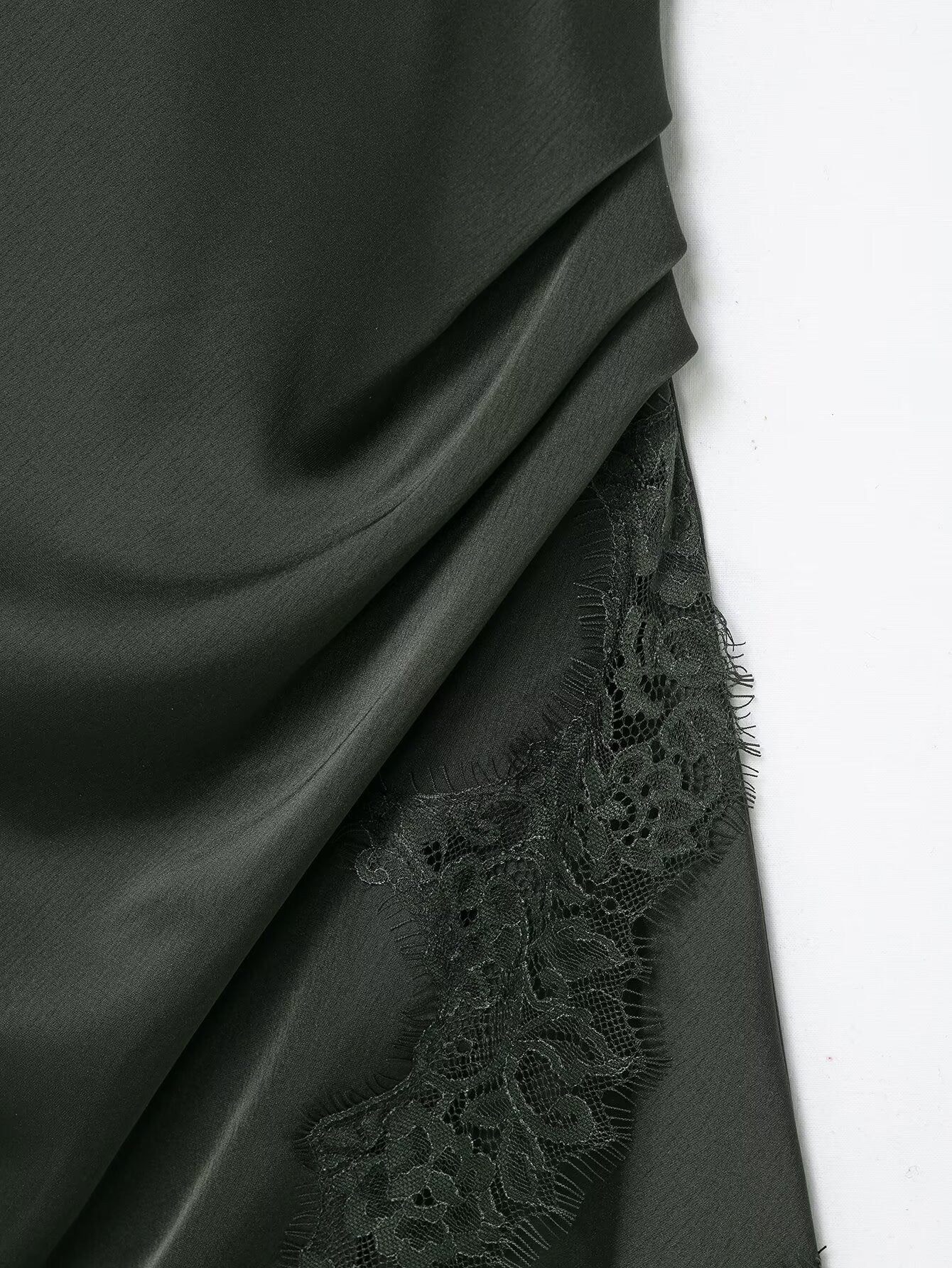 Midnight Draped Lace Hem Slip Dress