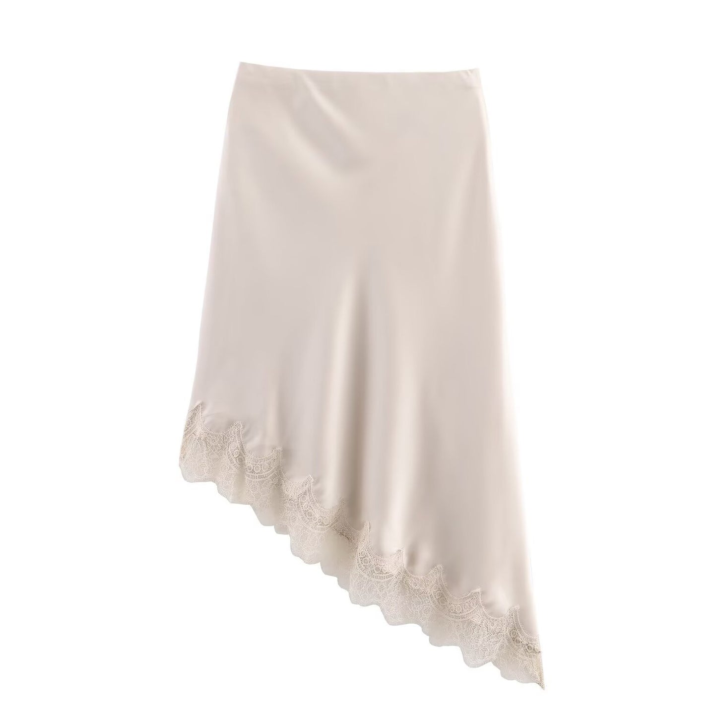 Silky Satin Asymmetrical Lace Skirt Slip
