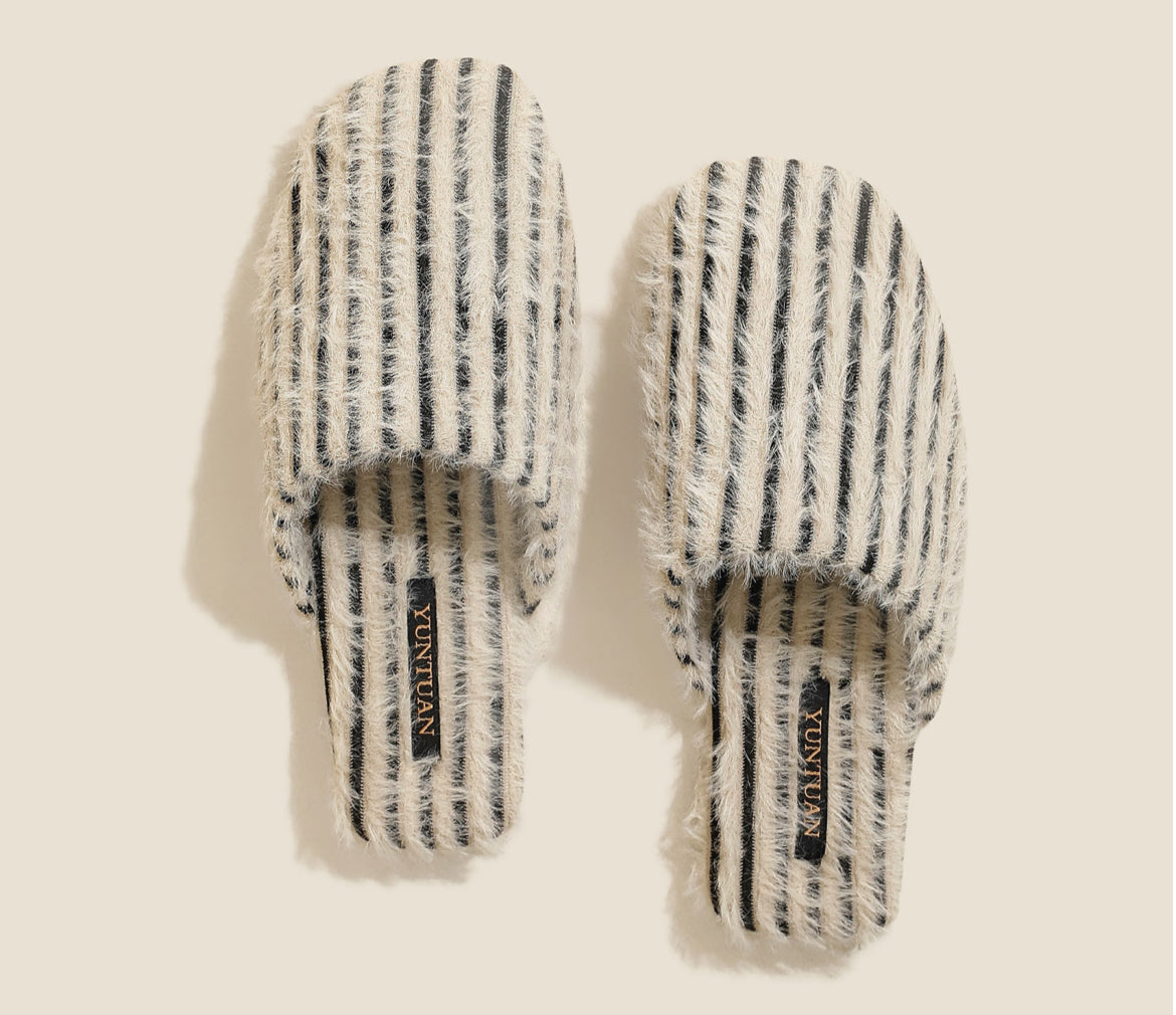 Striped Plush Indoor Slippers