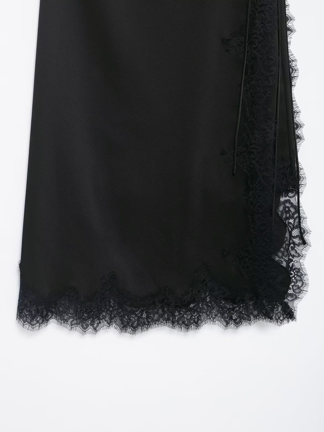 Midnight Lace Wrap Satin Skirt