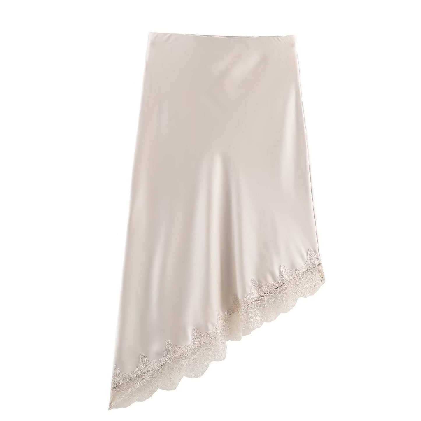 Silky Satin Asymmetrical Lace Skirt Slip
