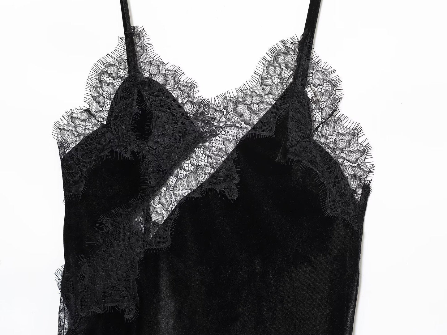 Midnight Velvet Asymmetrical Lace Slip