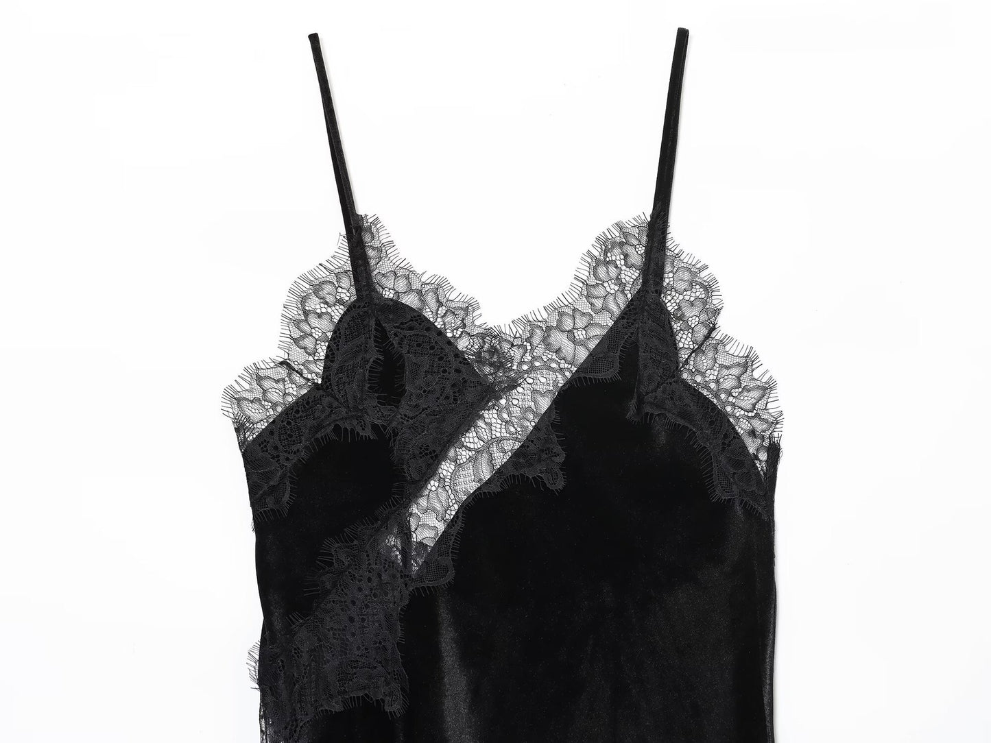 Midnight Velvet Asymmetrical Lace Slip