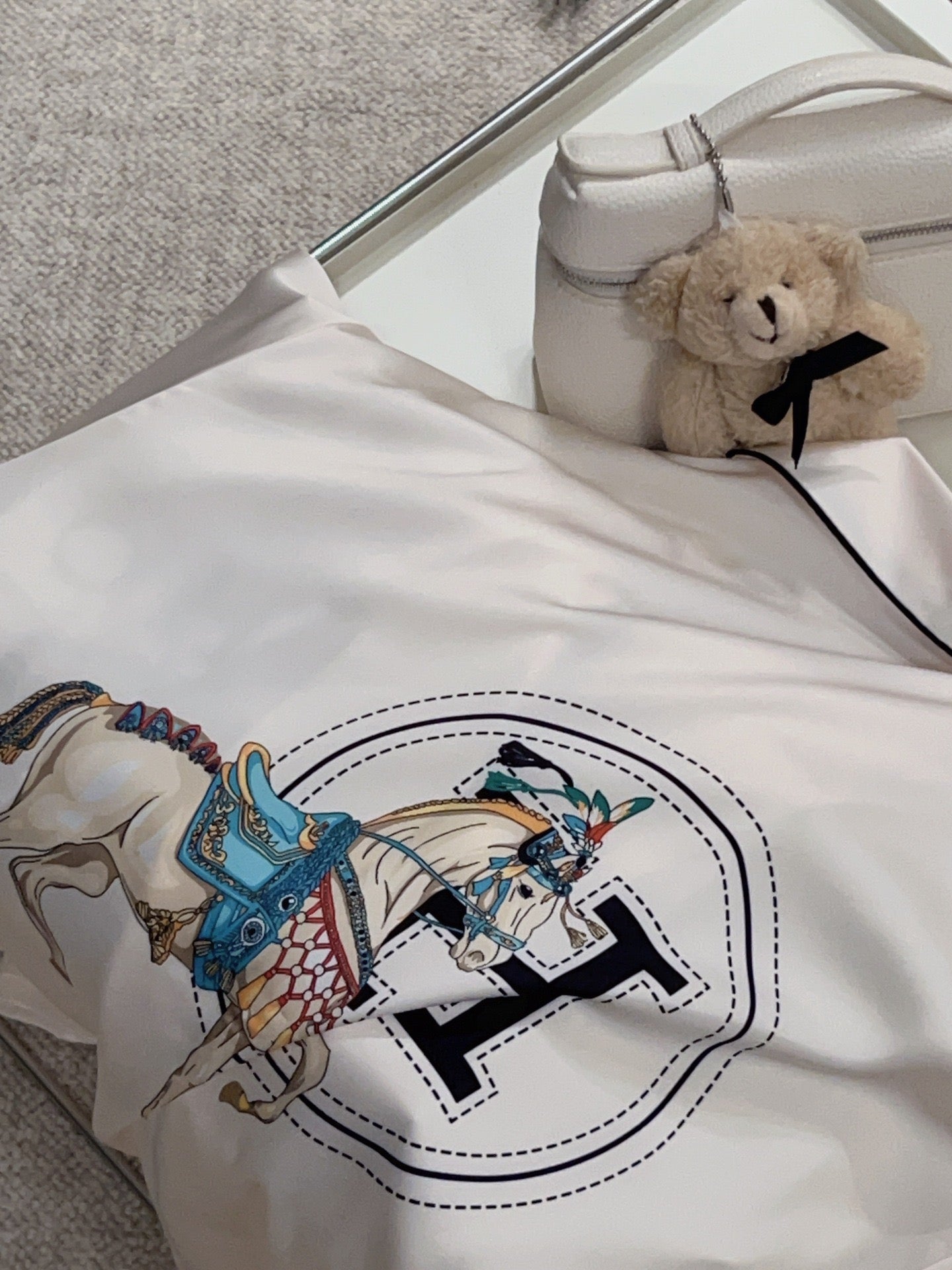 Ivory Equestrian Embroidery Luxury Pajama Set