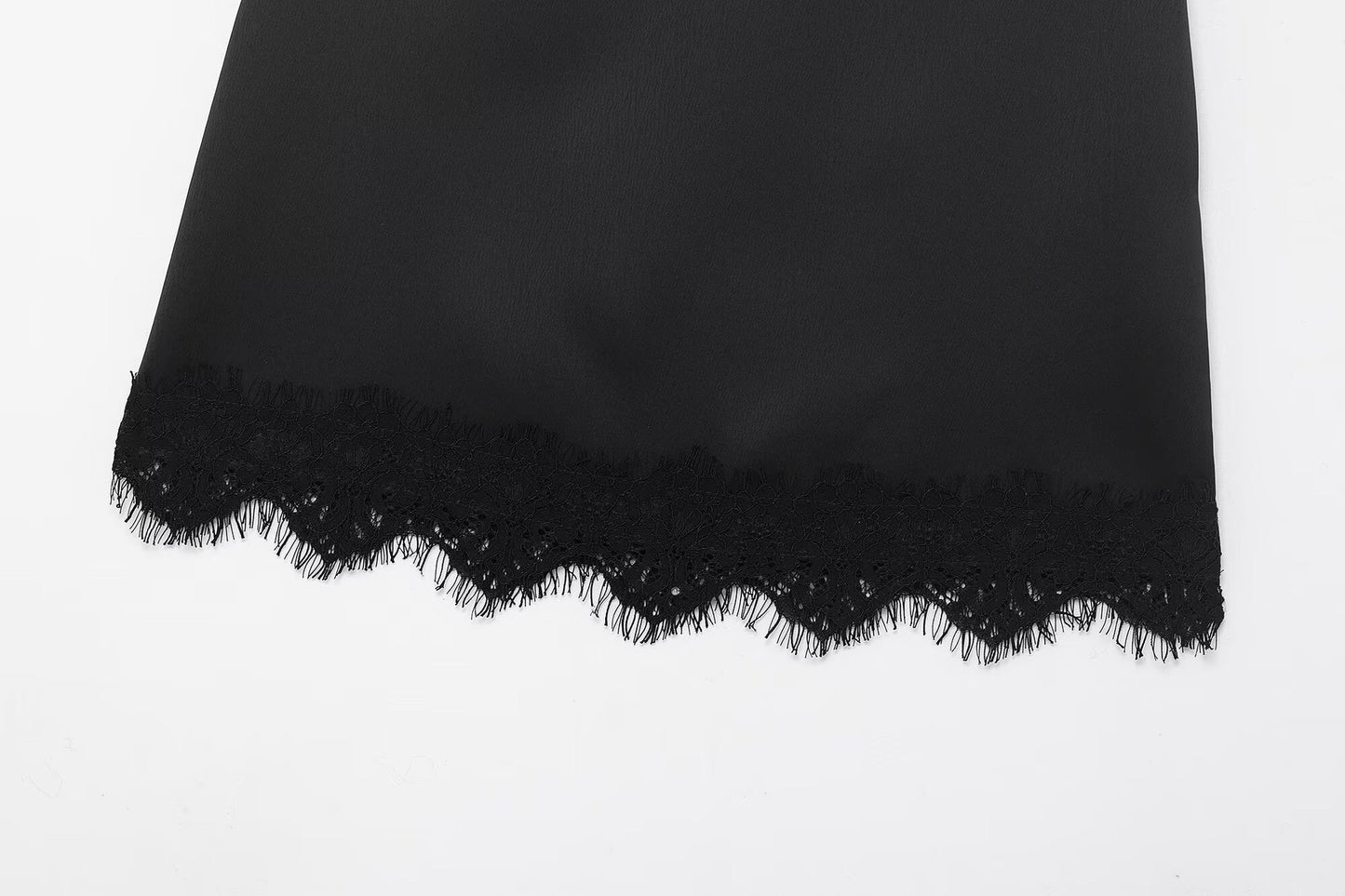 Noir Lace-Trim Satin Mini Skirt