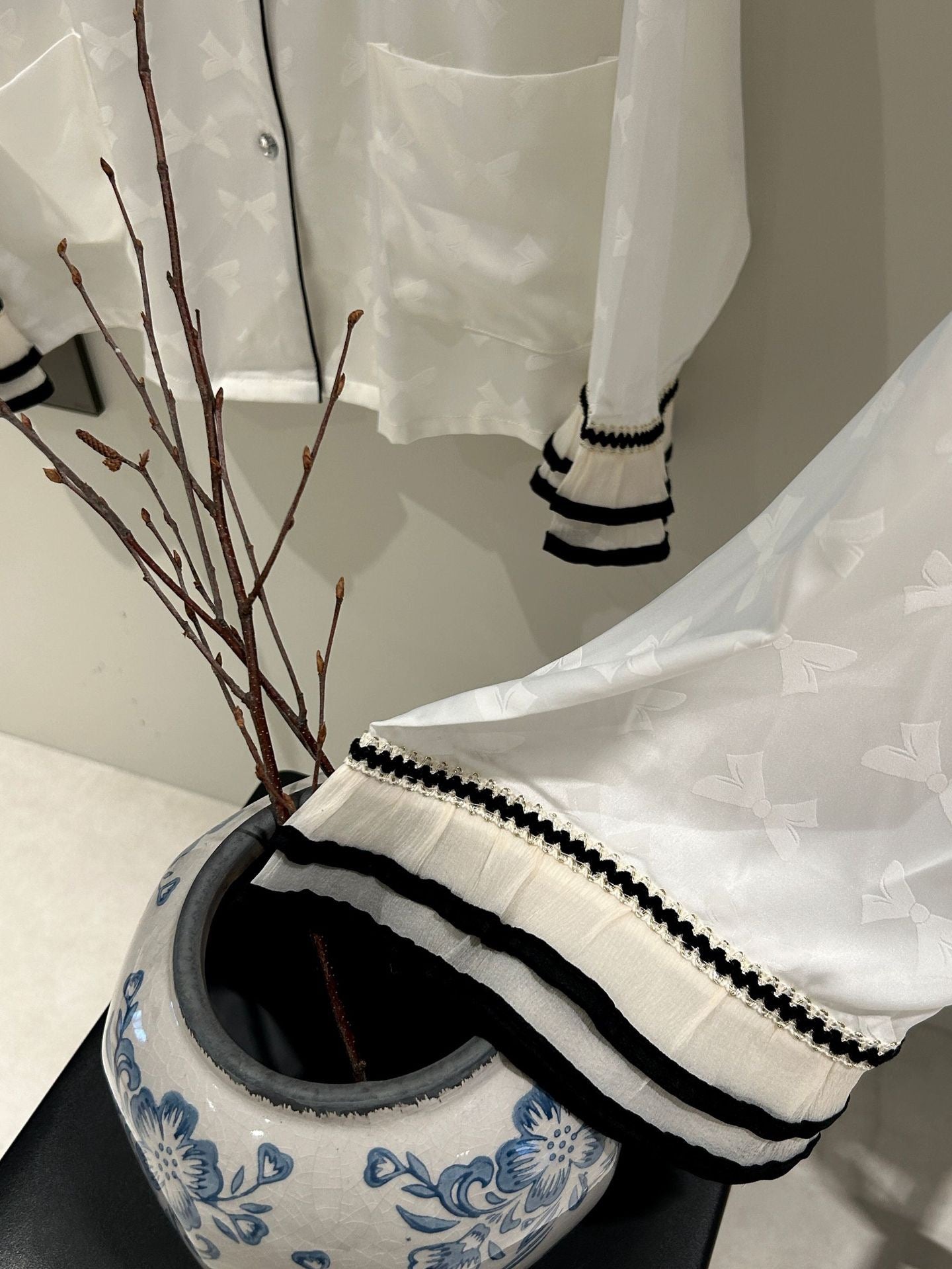 Midnight Ruffle-Trim Pajama Set