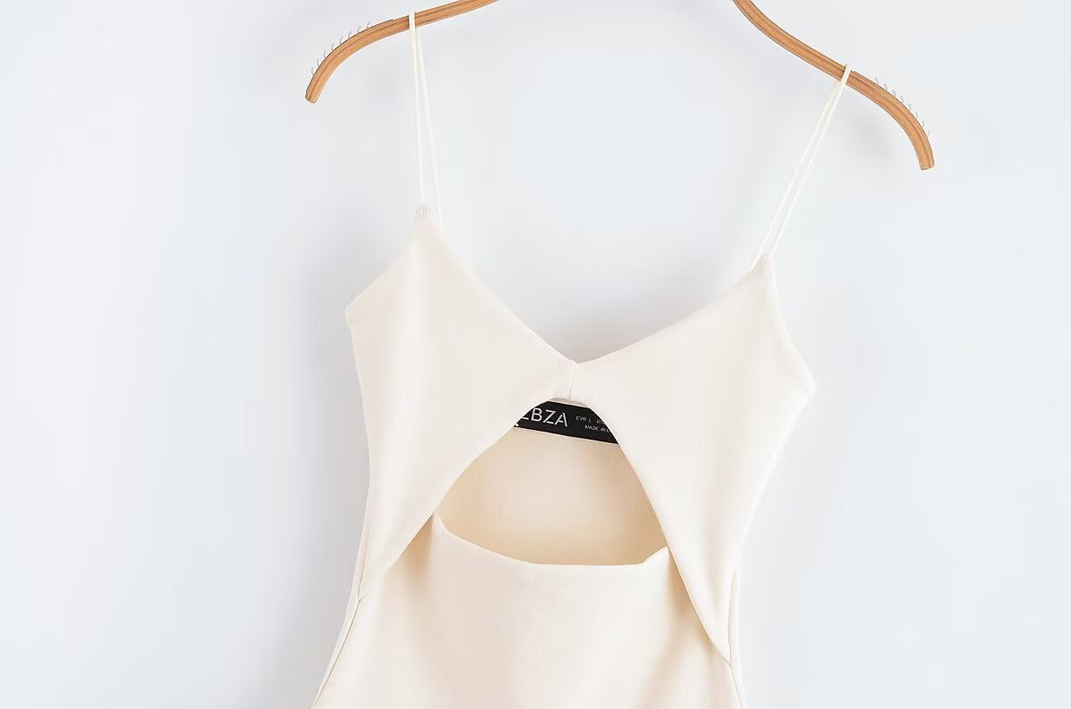 Ivory Cutout A-Line Midi Dress