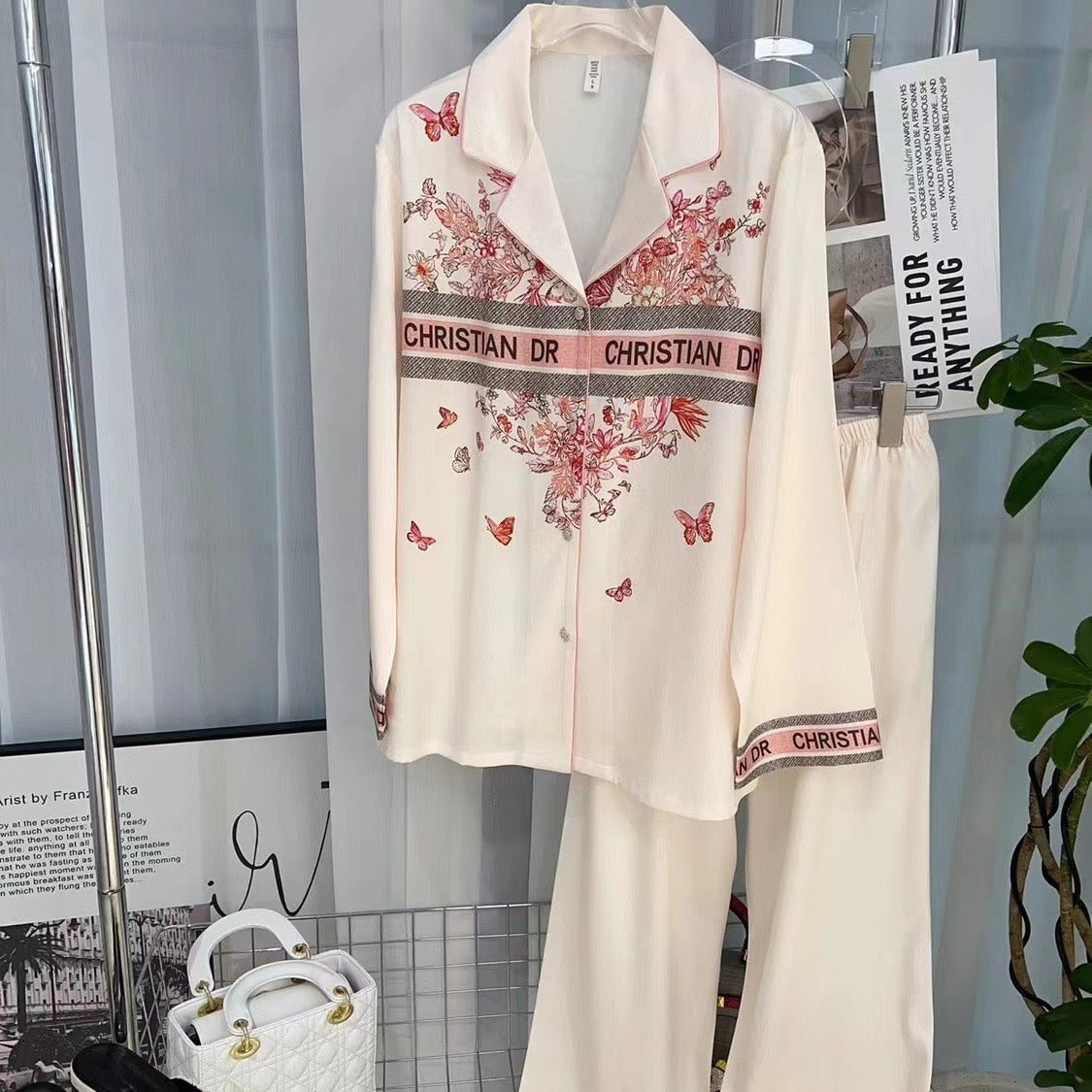 Luxe Toile de Jouy Silk Pajama Set | Pink