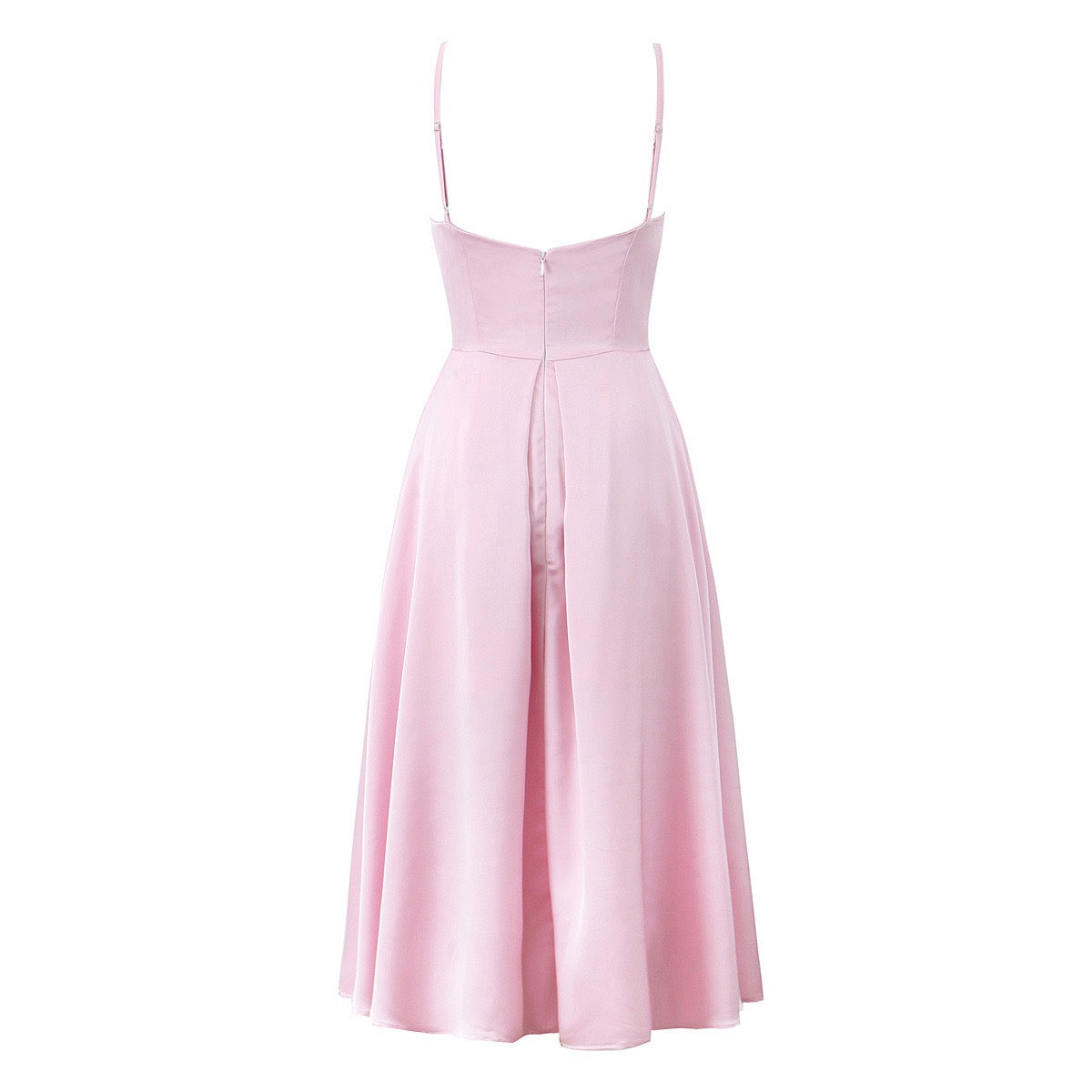 Blush Petal Satin Midi Dress
