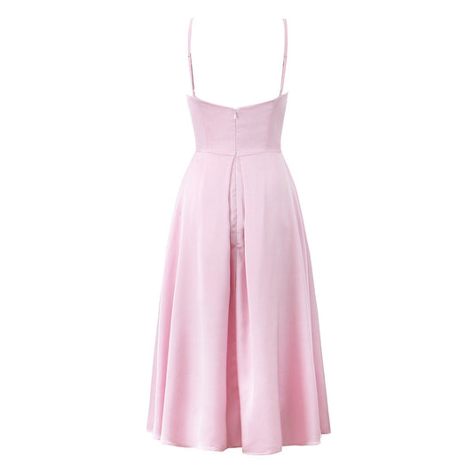 Blush Petal Satin Midi Dress