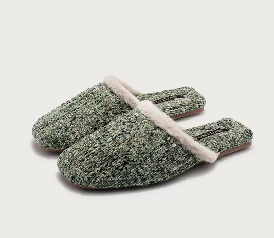 The Tweed Blossom Cozy Mules