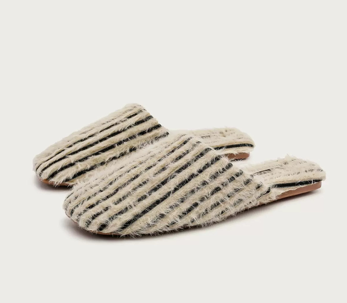 Striped Plush Indoor Slippers