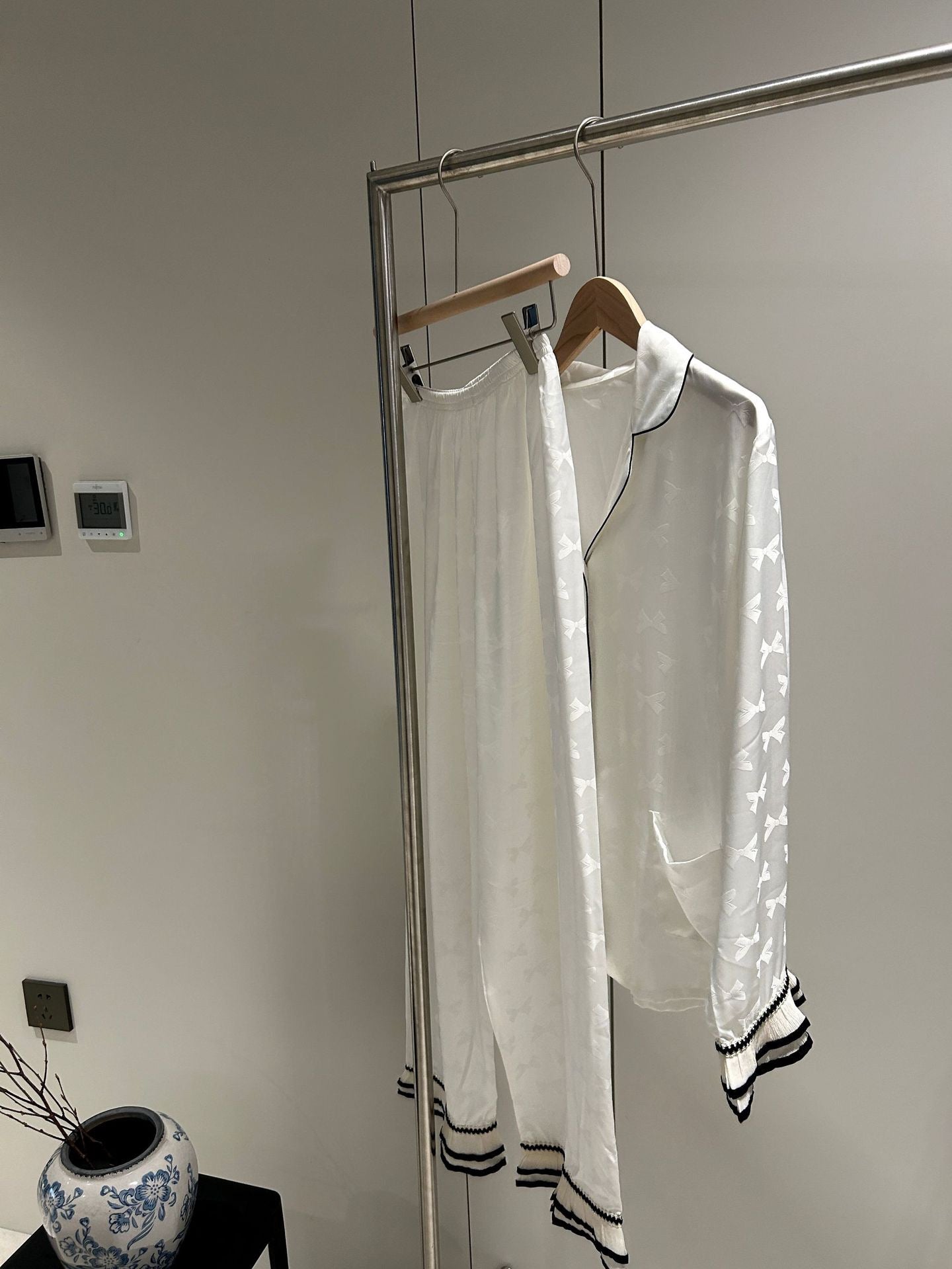 Midnight Ruffle-Trim Pajama Set