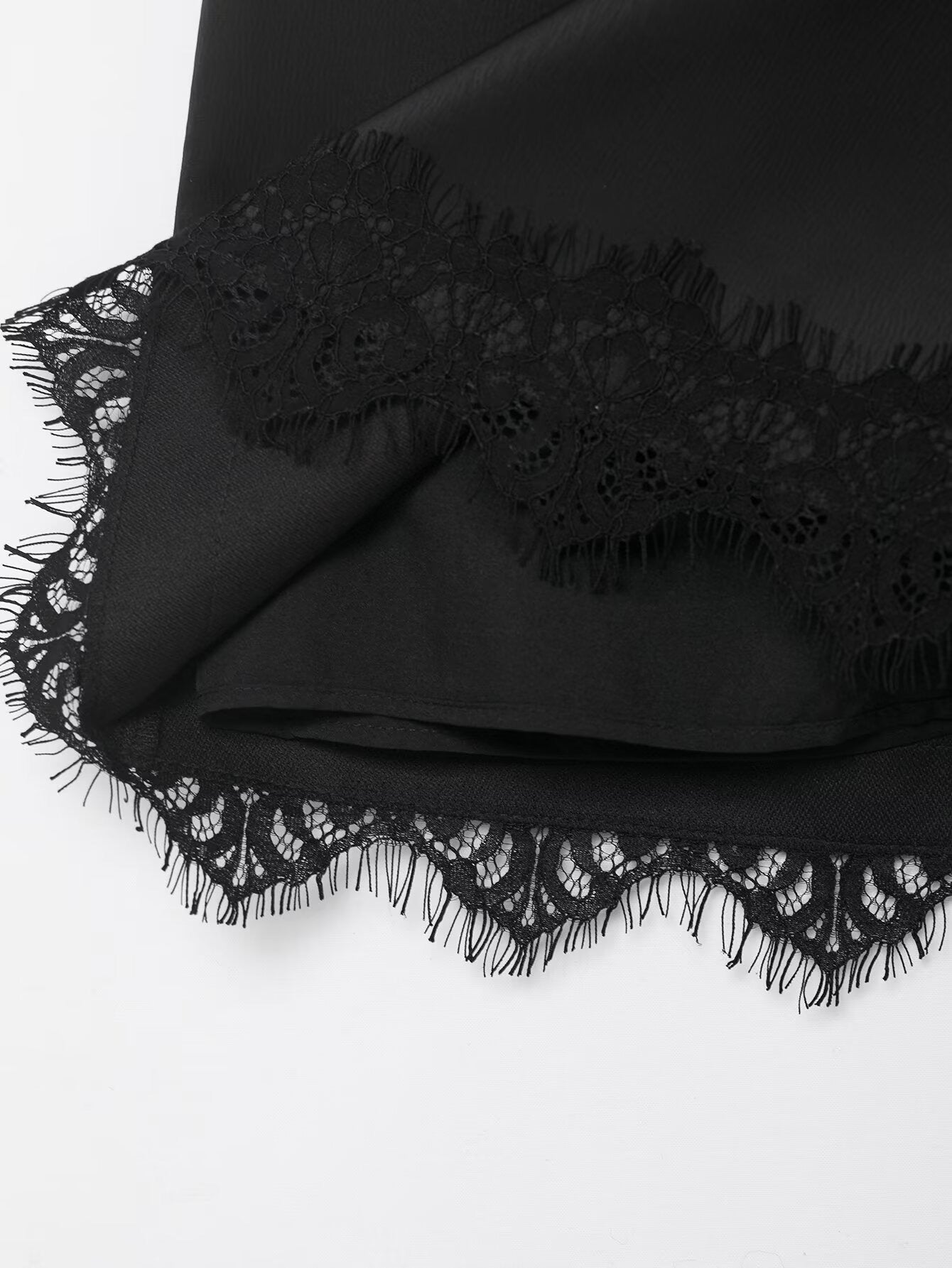 Noir Lace-Trim Satin Mini Skirt