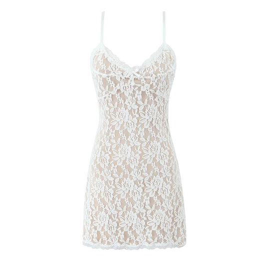 White Bloom Sheer Lace Chemise