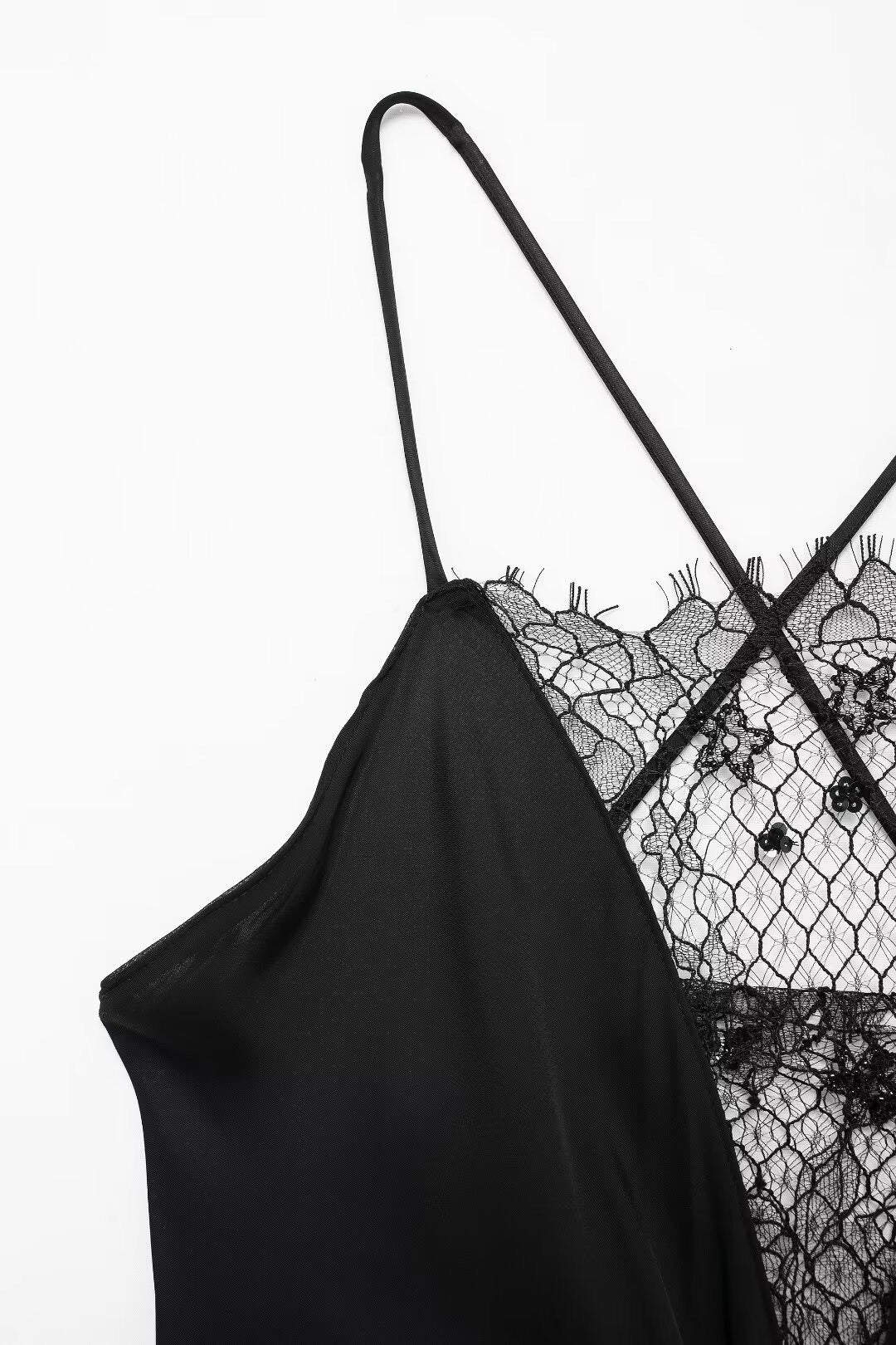 Midnight Knot Lace-Back Slip Dress