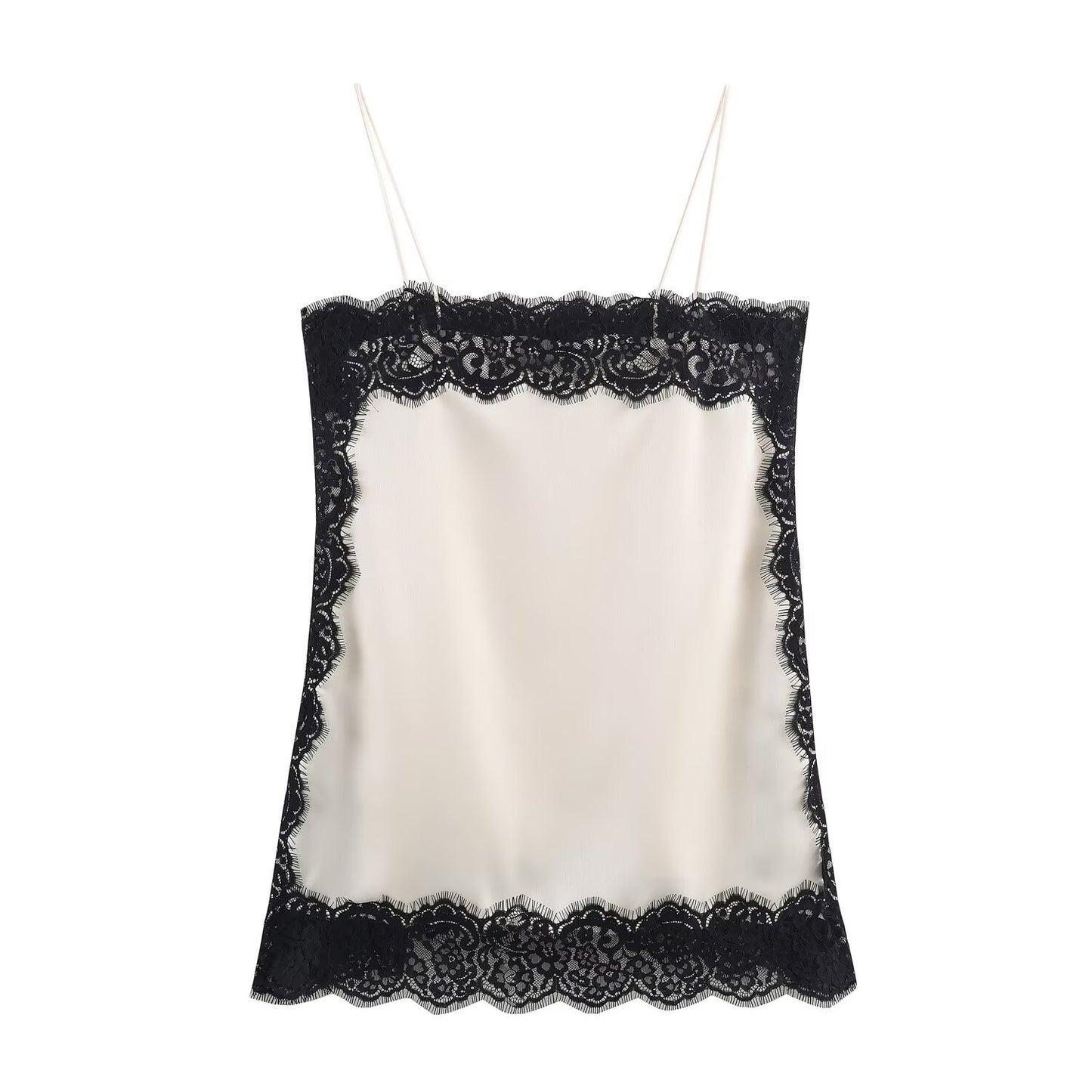 Ivory & Noir Lace Trim Camisole Slip