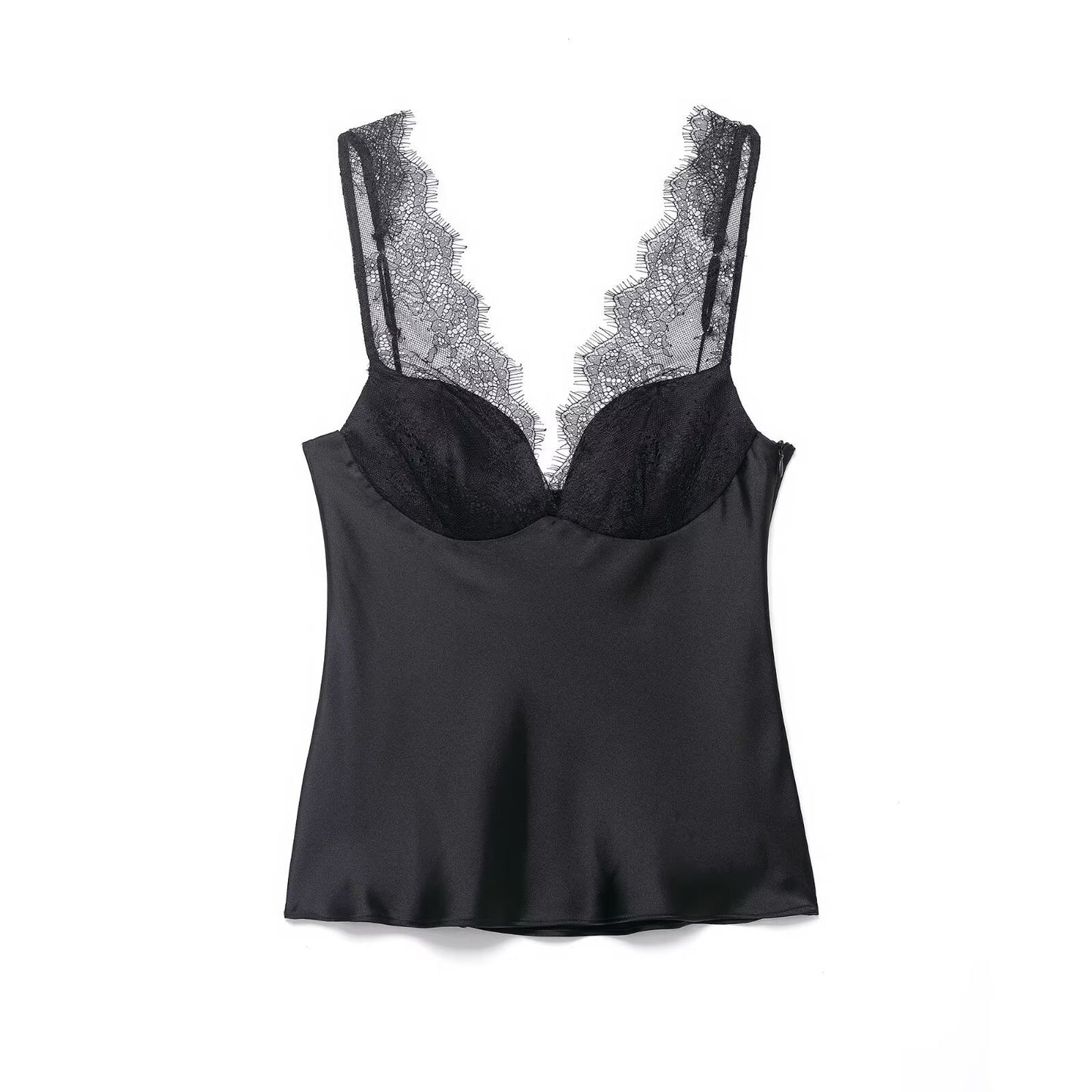 Noir Lace-Back Satin Camisole