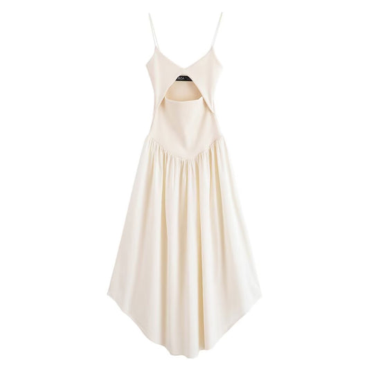 Ivory Cutout A-Line Midi Dress