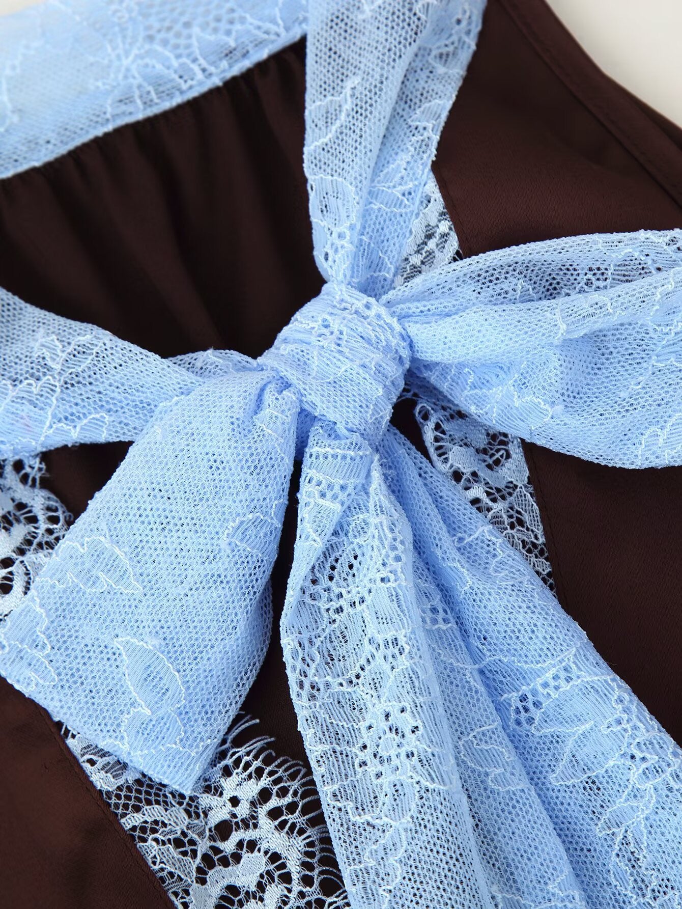 Mocha Frost Lace-Accented Two-Piece Set