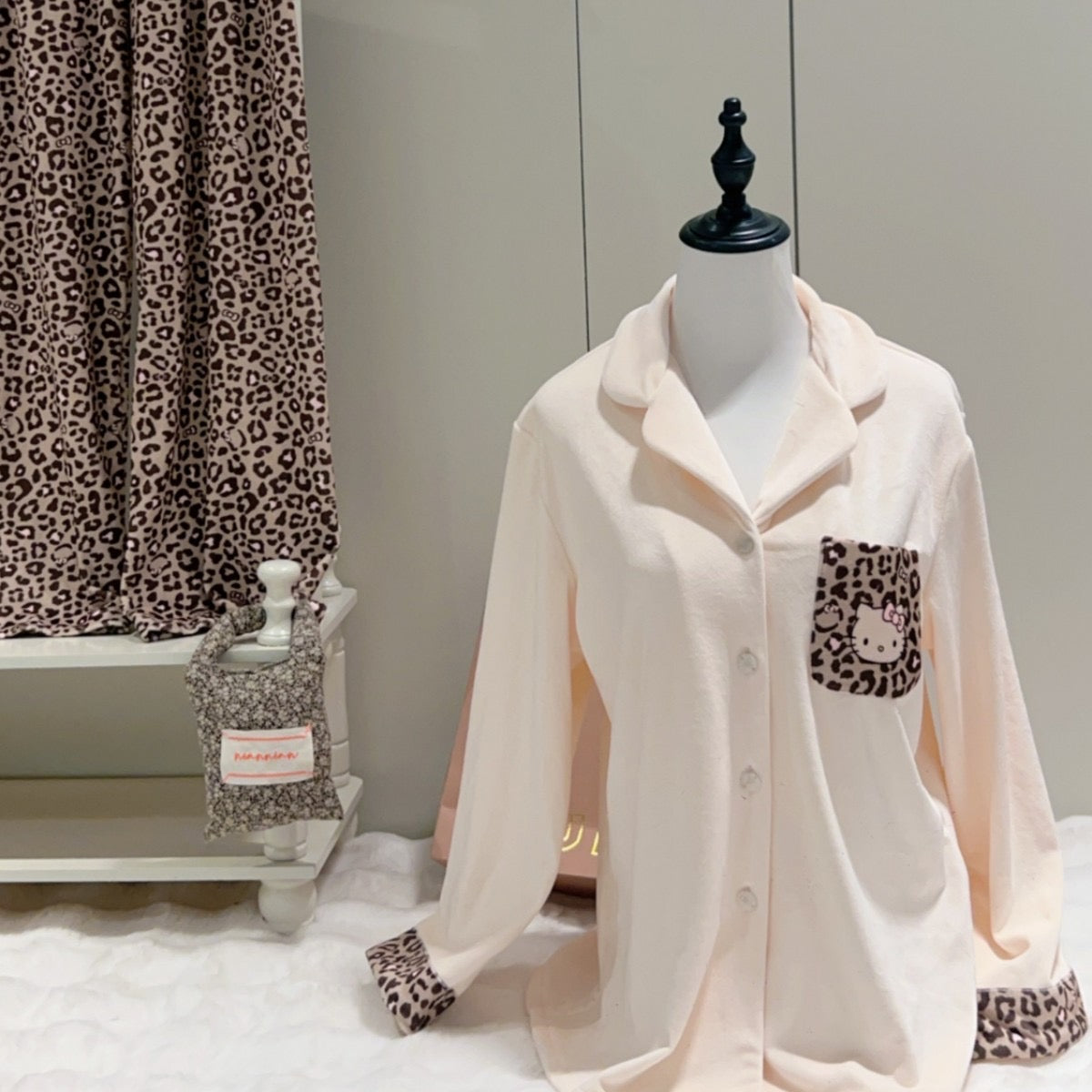 Leopard Accent Pajama Set