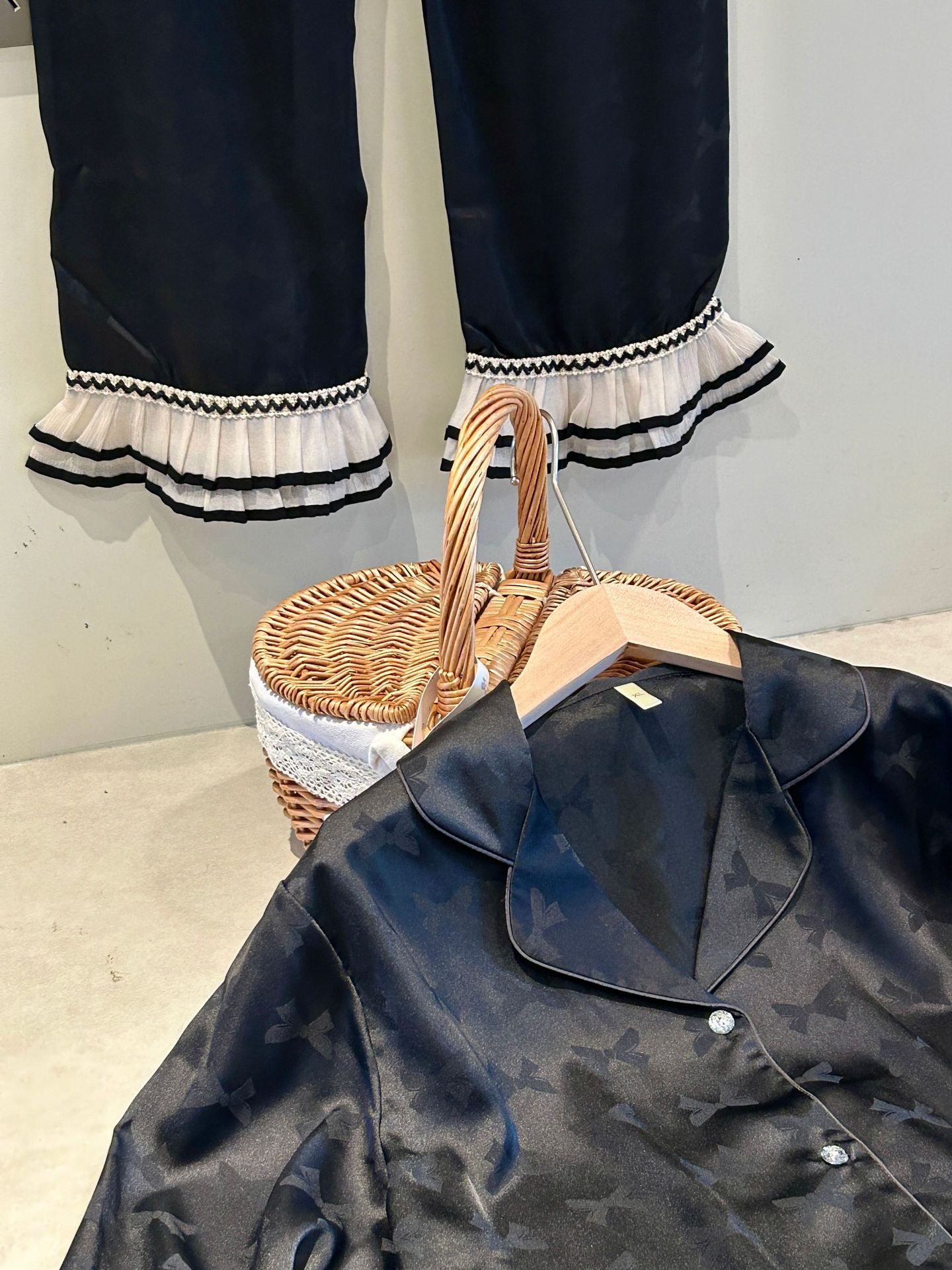 Midnight Ruffle-Trim Pajama Set