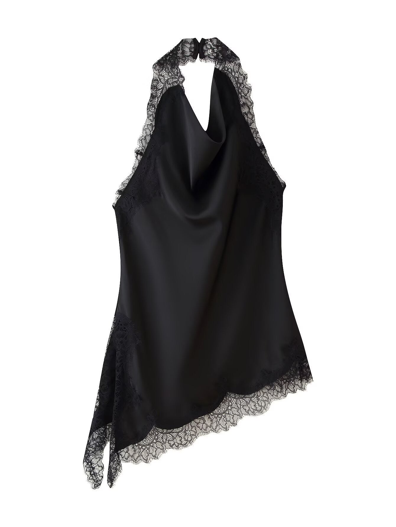 Midnight Lace Halter Satin Set