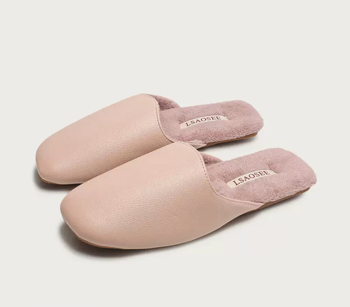 Minimalist Faux Leather Indoor Slippers
