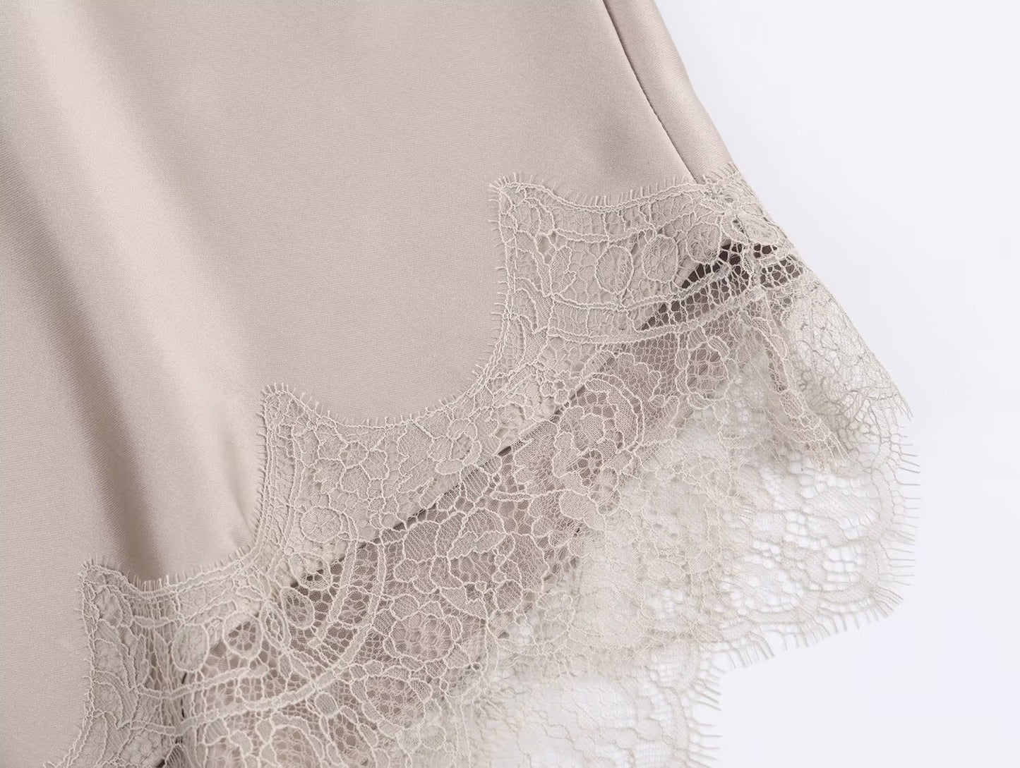 Champagne Whisper Asymmetrical Lace Slip