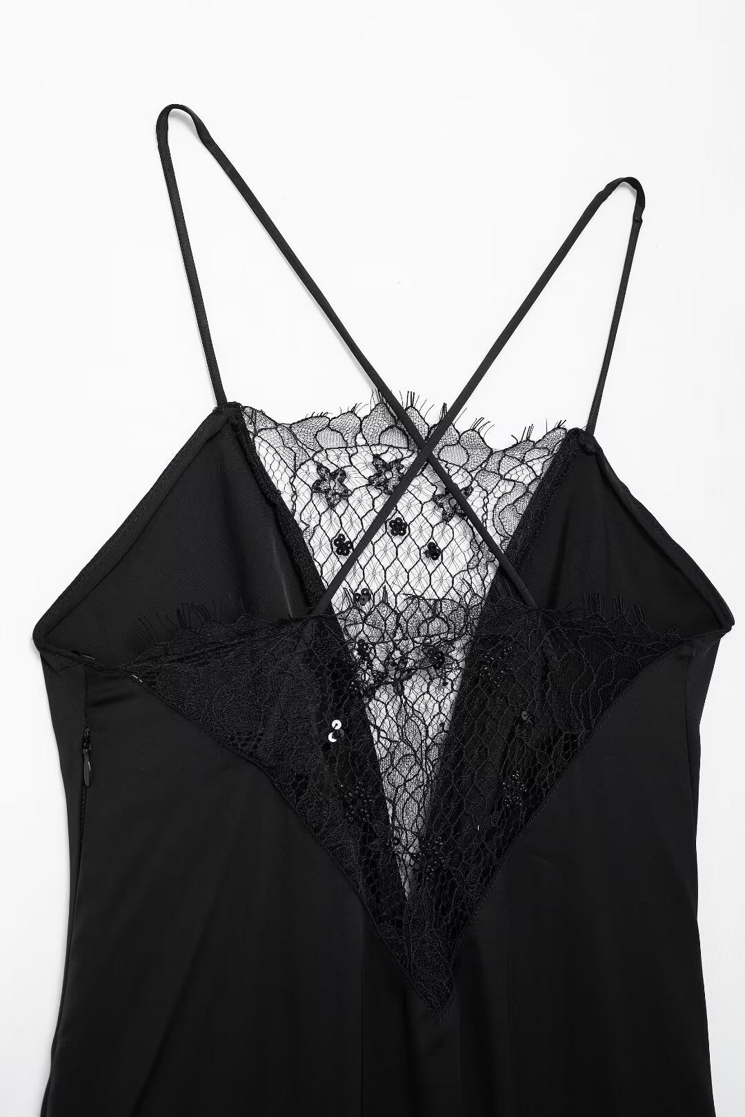 Midnight Knot Lace-Back Slip Dress