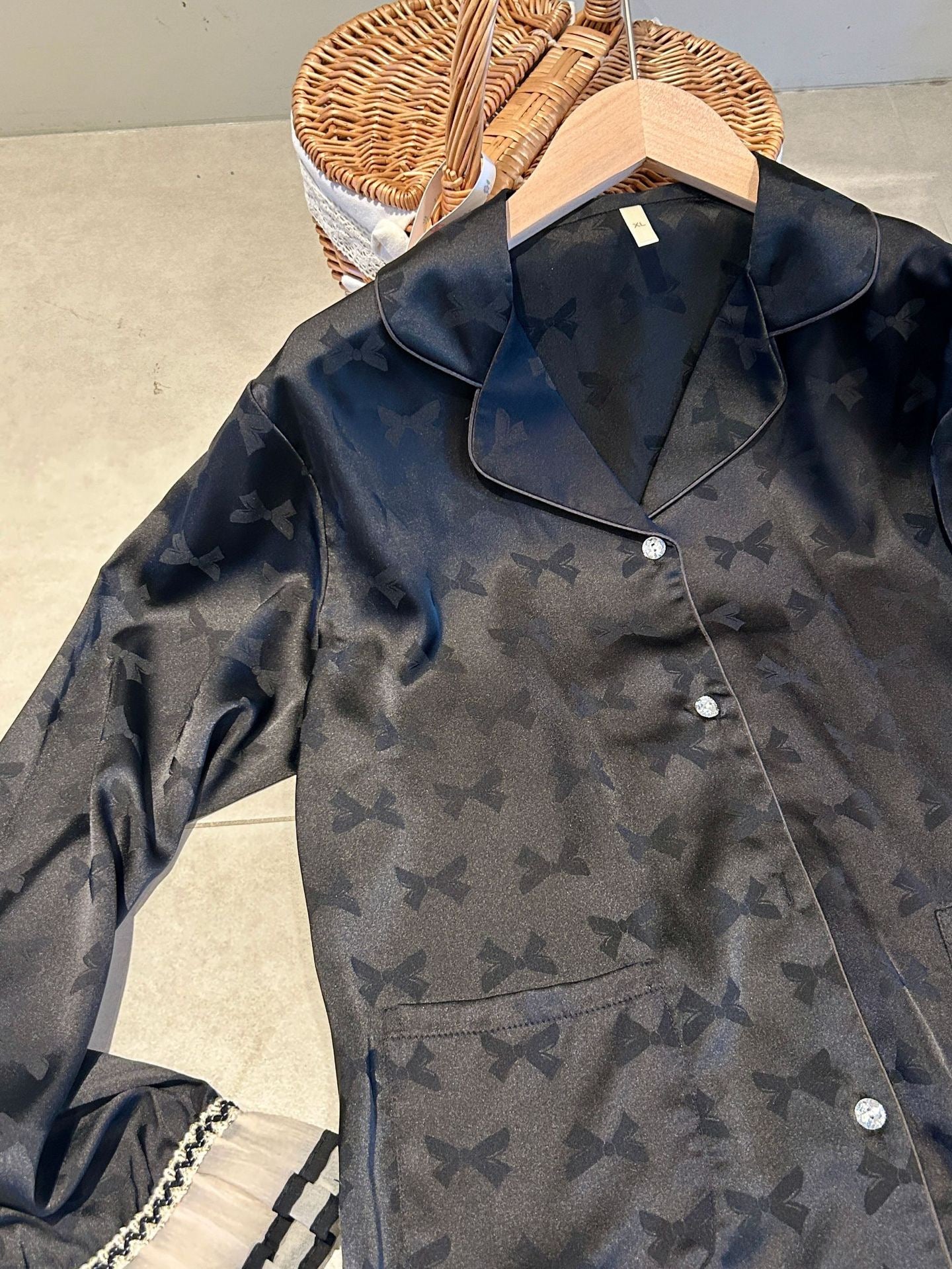 Midnight Ruffle-Trim Pajama Set