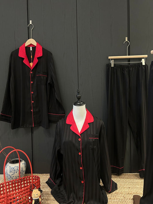 Midnight Noir Contrast Pajama Set