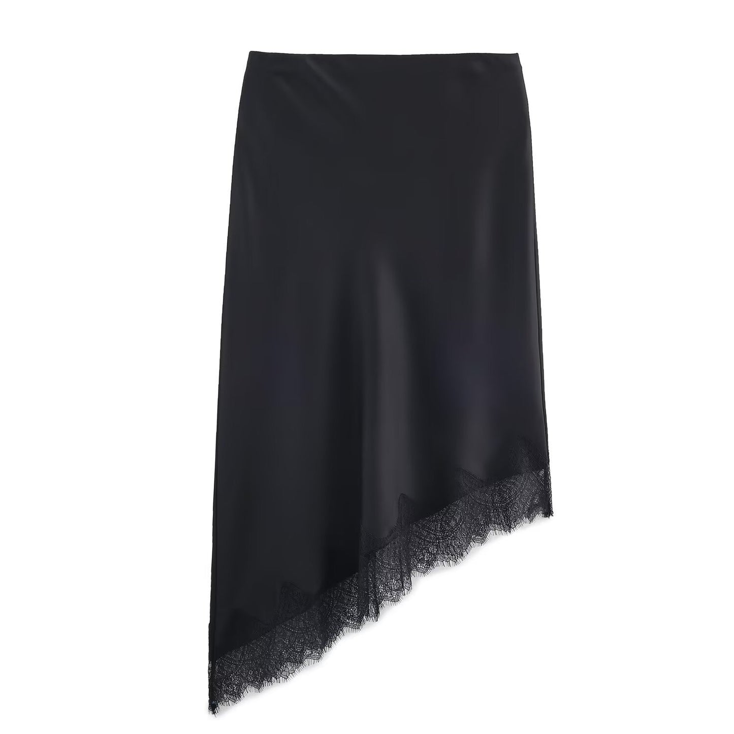 Silky Satin Asymmetrical Lace Skirt Slip